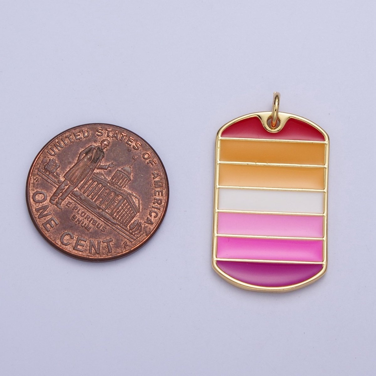 24K Gold Filled LGBTQ Lesbian Pride Gradient Enamel Tag Charm | M-496 - DLUXCA