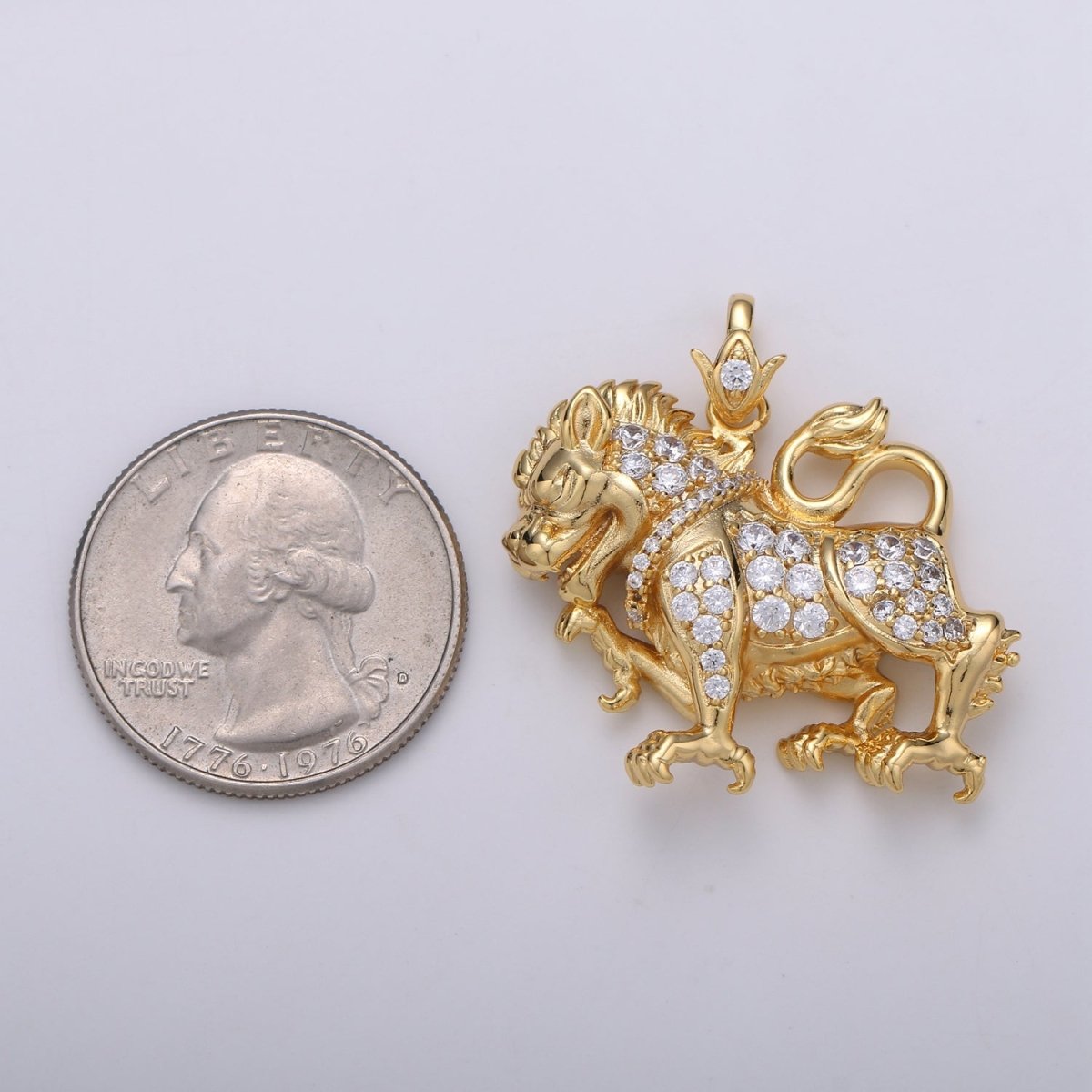 24K Gold Filled Lion Charm Pixiu Pendant Necklace Chinese Lion Legend Charm for Statement Necklace J-123 - DLUXCA
