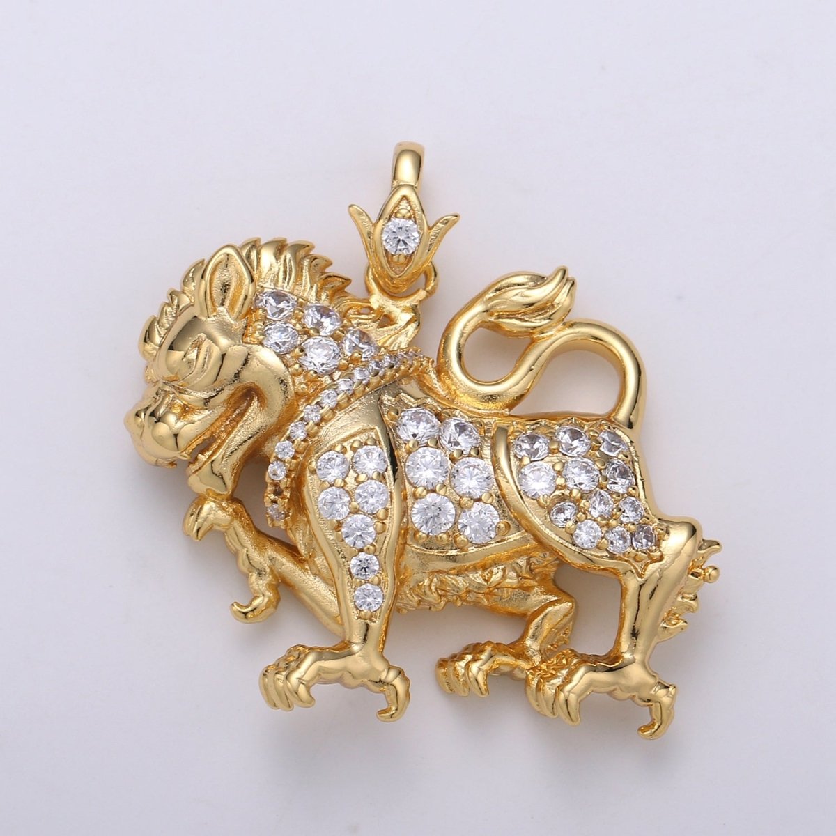 24K Gold Filled Lion Charm Pixiu Pendant Necklace Chinese Lion Legend Charm for Statement Necklace J-123 - DLUXCA