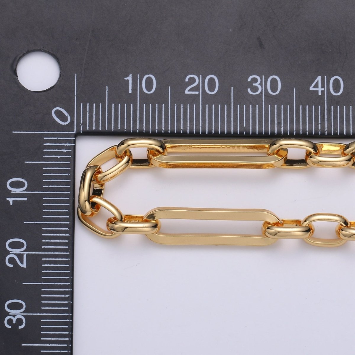 24K Gold Filled Long and Short Fancy Chain by Yard, Link Cable Thick Elongate Chain, Wholesale Roll Chain | ROLL-371 Clearance Pricing - DLUXCA