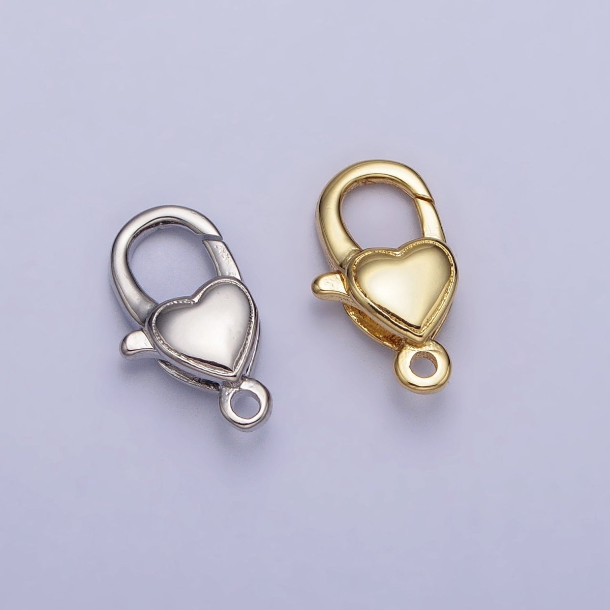 24K Gold Filled Love Heart Oval Lobster Clasps Jewelry Closure Supply in Gold & Silver | Z-129 Z-130 - DLUXCA