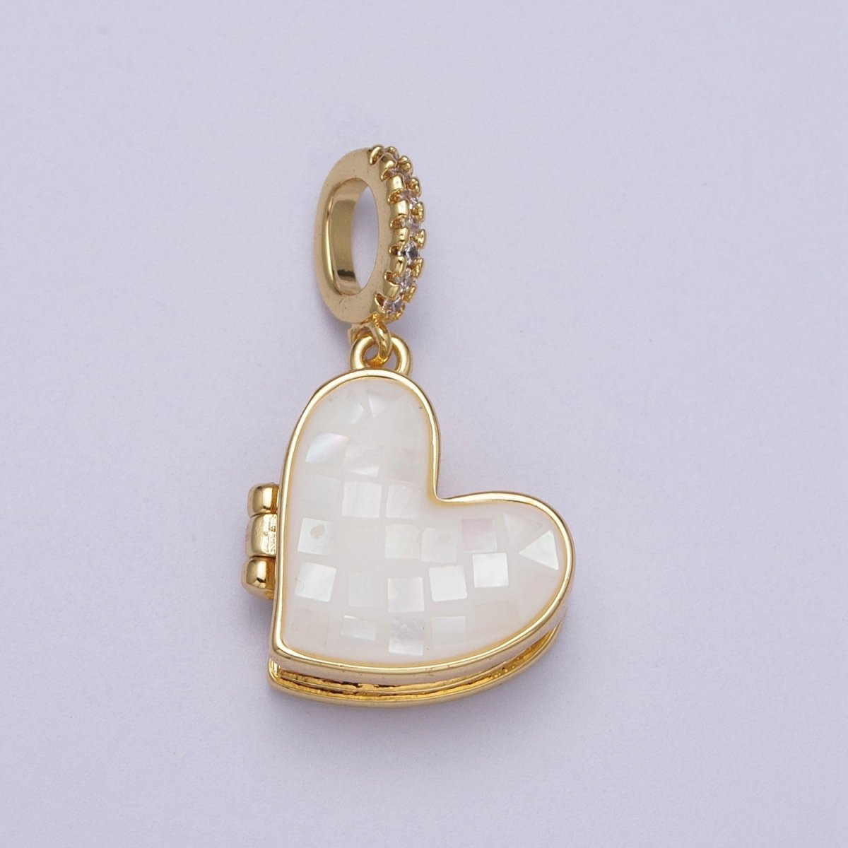 24K Gold Filled Marian Cross Black, Blue, White, Green, Pink Shell Opal Heart Locket Pendant H-106 H-107 H-115 H-130 H-173 - DLUXCA