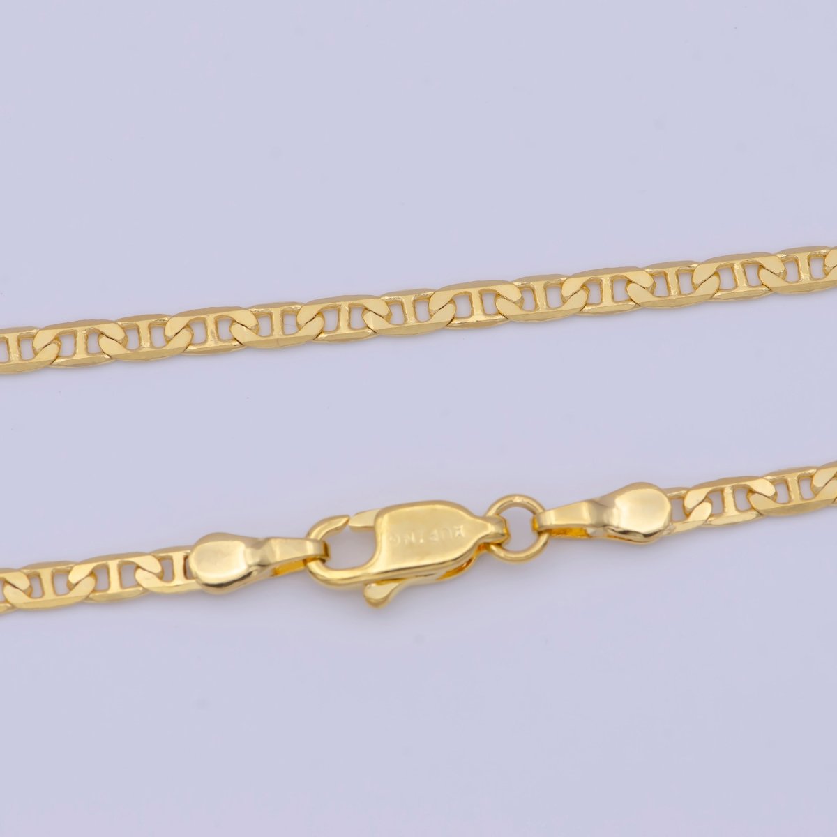 24k Gold Filled Mariner Anchor Link Chain Necklace 2.3mm Yellow Mariner Link Chain Layering Necklace | WA-1125 Clearance Pricing - DLUXCA