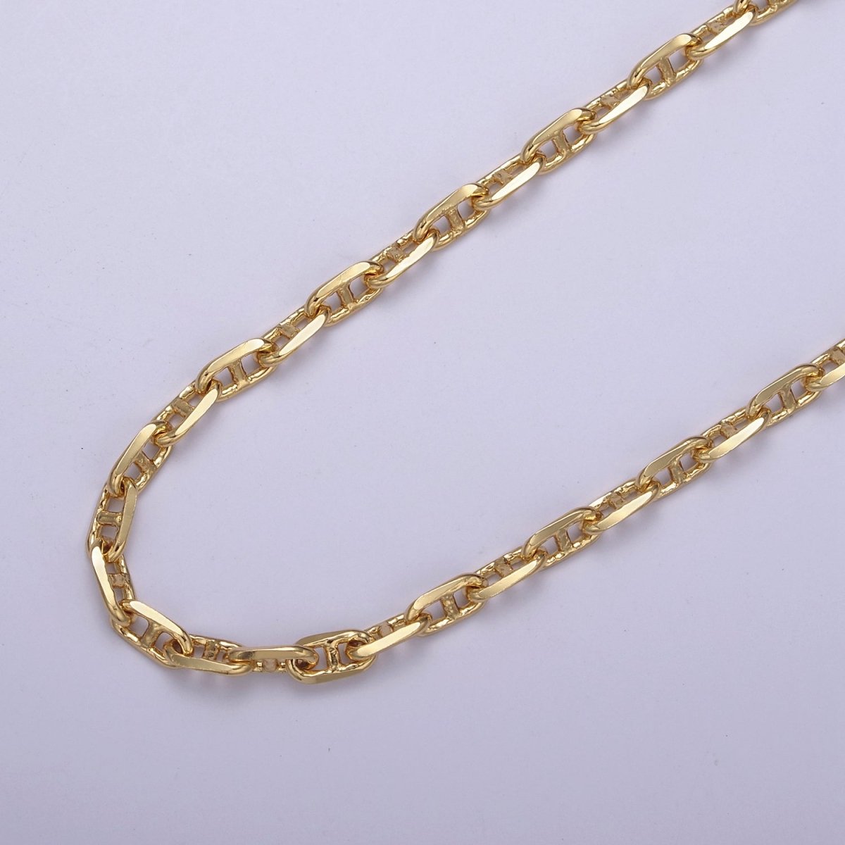 24K Gold Filled Mariner Chain, 3.8mm Width Unfinished Chain For Jewelry Making | ROLL-698 Clearance Pricing - DLUXCA