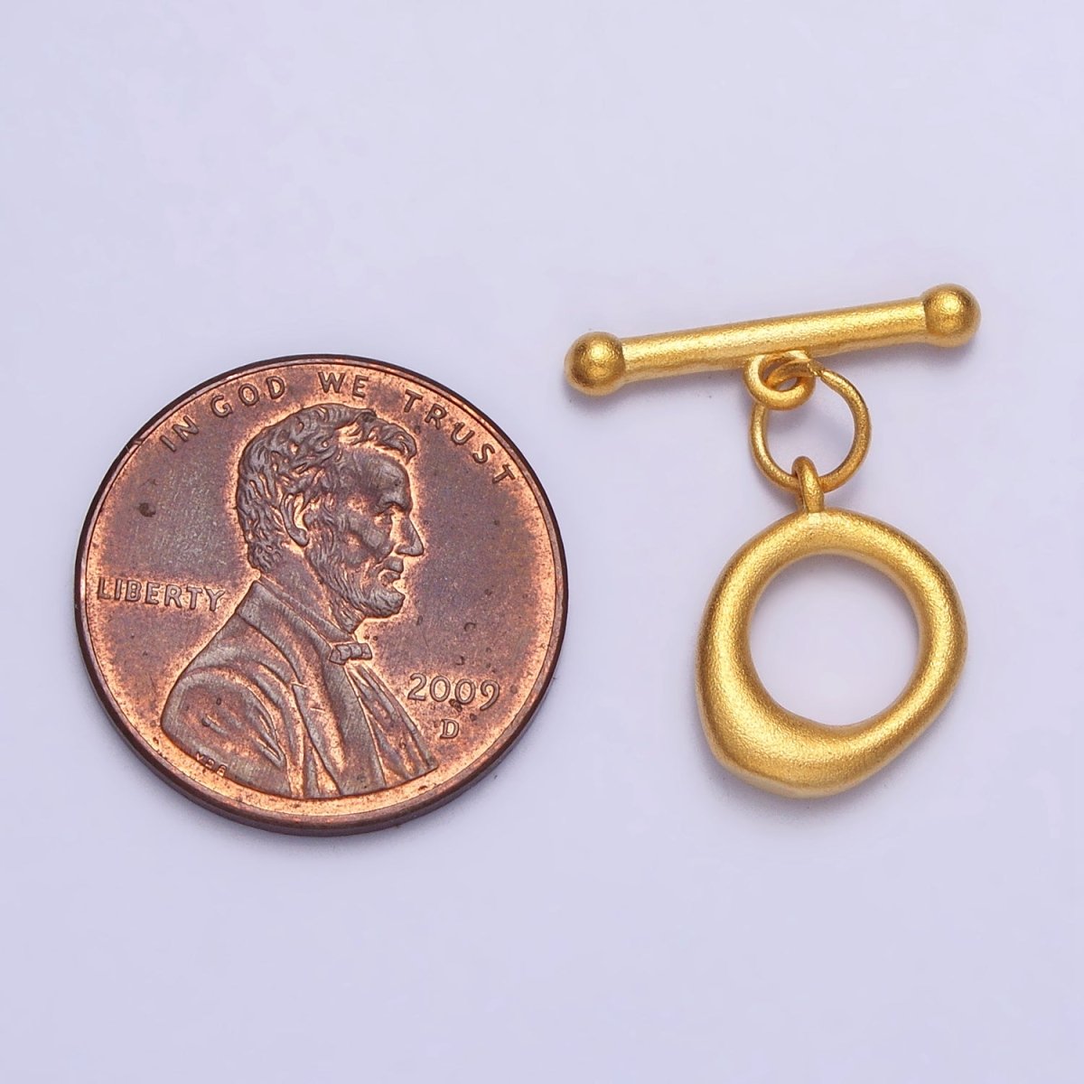 24K Gold Filled Matte Textured Round Geometric Toggle Clasps Jewelry Closure Supply | Z-073 - DLUXCA
