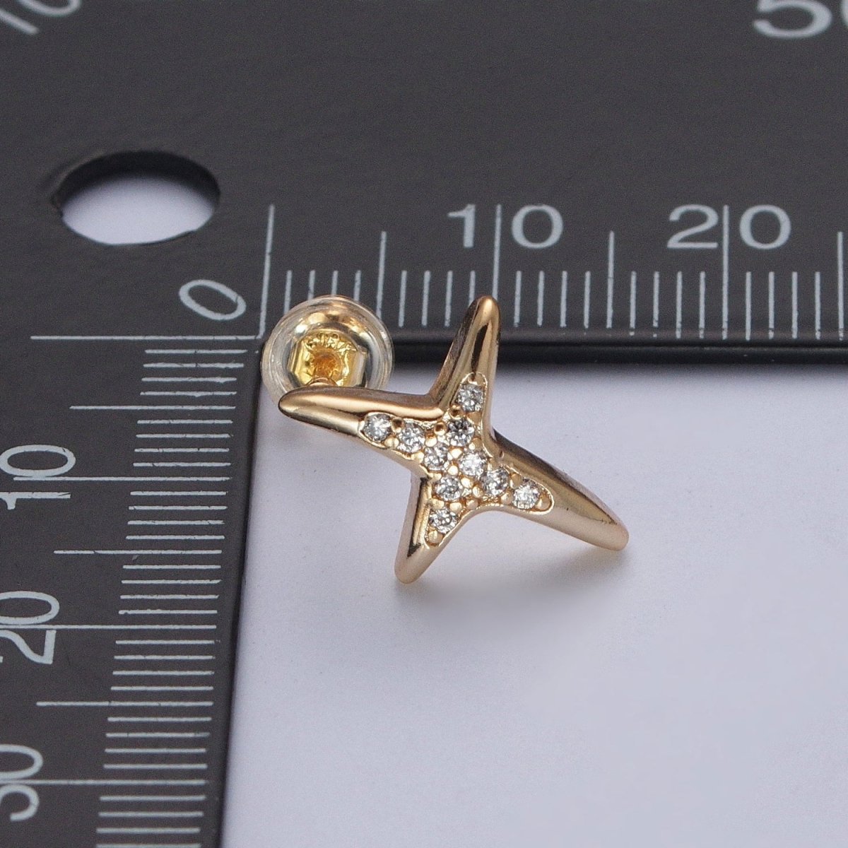 24K Gold Filled Micro Pave Clear Cubic Zirconia CZ Cross X Stud Earrings P-431 - DLUXCA