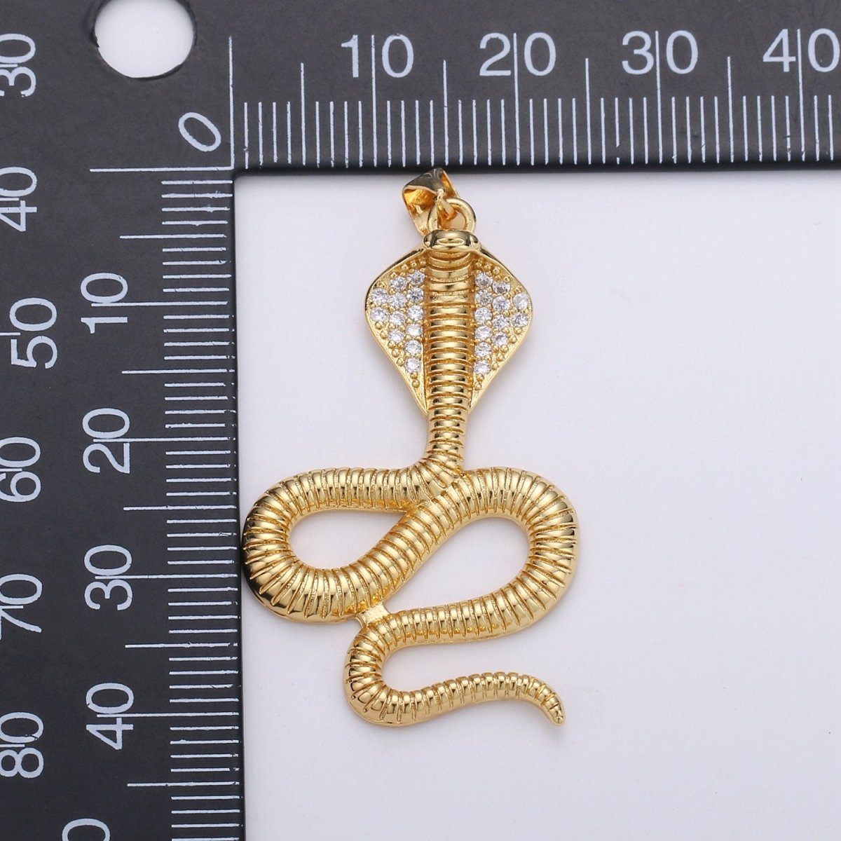 24k Gold Filled Micro Pave Cobra Snake Charm, Cubic Zirconia Snake Pendant Charm, Gold Filled Charm, For DIY Jewelry I-936 - DLUXCA
