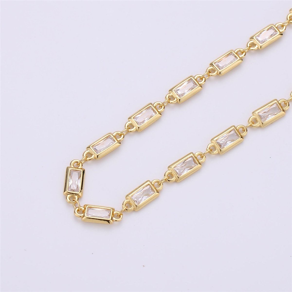 24K Gold Filled Micro Pave Colorful Charm Chain by Yard, CZ Charm Specialty Link Chain by Yard, Chain Size 20x5mm, White Gold Filled Chain | ROLL-119, ROLL-1256 Clearance Pricing - DLUXCA