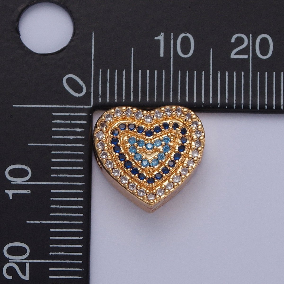 24K Gold Filled Micro Pave Cubic Zirconia Heart Spacer Bead, Multicolor Cubic Zirconia CZ Valentine Love Jewelry Making Component W-898 W-899 W-900 W-901 - DLUXCA