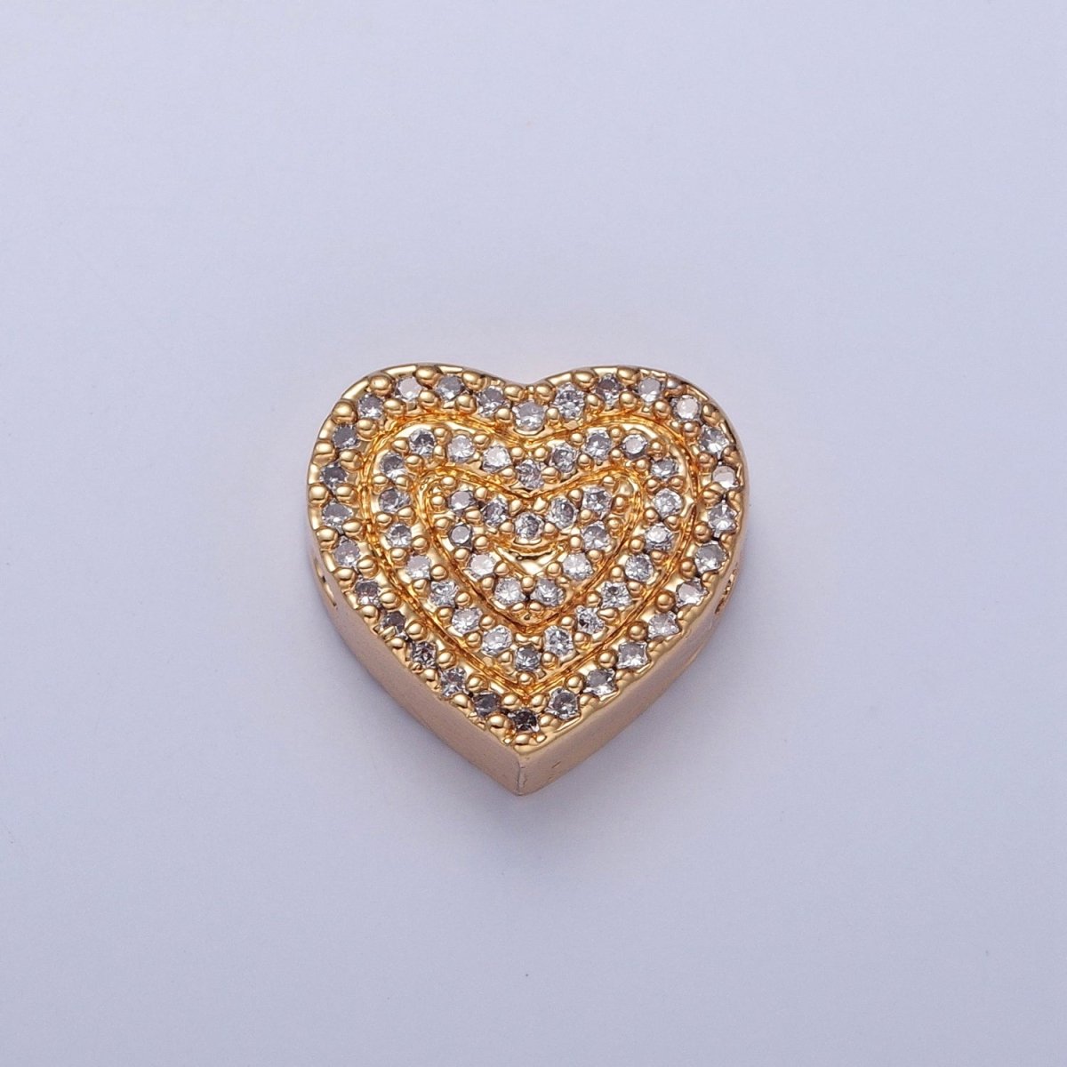 24K Gold Filled Micro Pave Cubic Zirconia Heart Spacer Bead, Multicolor Cubic Zirconia CZ Valentine Love Jewelry Making Component W-898 W-899 W-900 W-901 - DLUXCA