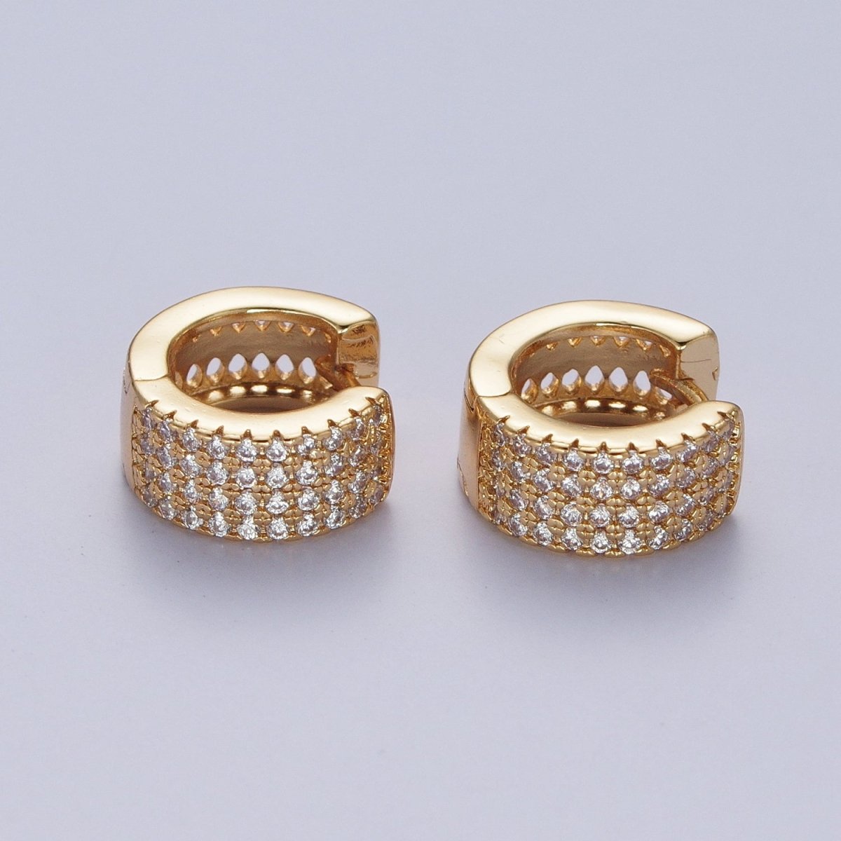 24K Gold Filled Micro Pave Cubic Zirconia Small Hoop Earrings Simple Dainty Huggie Gold Earrings X833 - DLUXCA