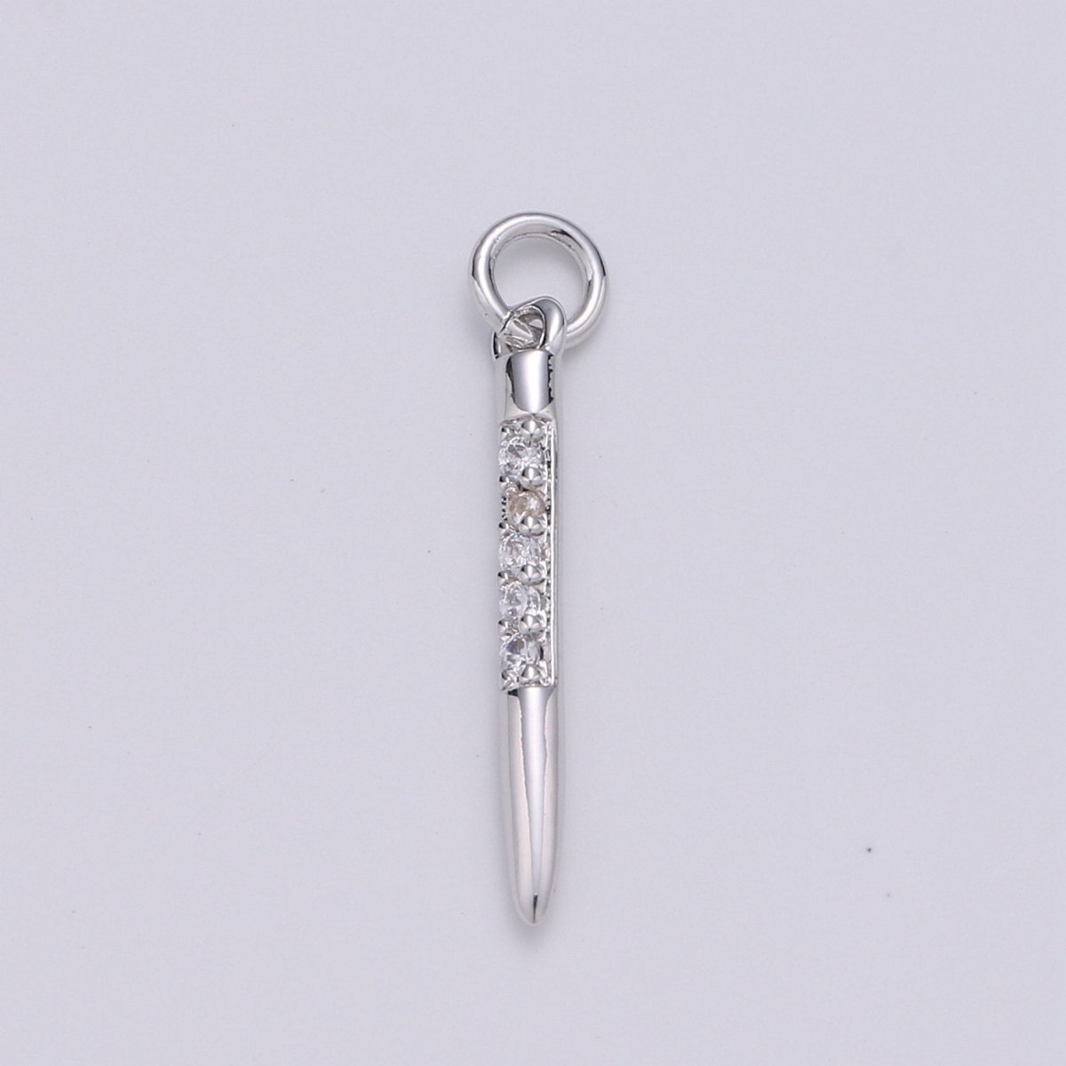 24k Gold Filled Micro Pave CZ Bullet Pendant Charm, Clear Micro Pave CZ Pendant Charm, Gold Filled Pendant, Silver Charm For DIY Jewelry D-622 D-623 - DLUXCA