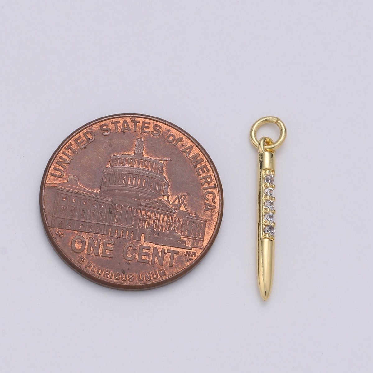 24k Gold Filled Micro Pave CZ Bullet Pendant Charm, Clear Micro Pave CZ Pendant Charm, Gold Filled Pendant, Silver Charm For DIY Jewelry D-622 D-623 - DLUXCA