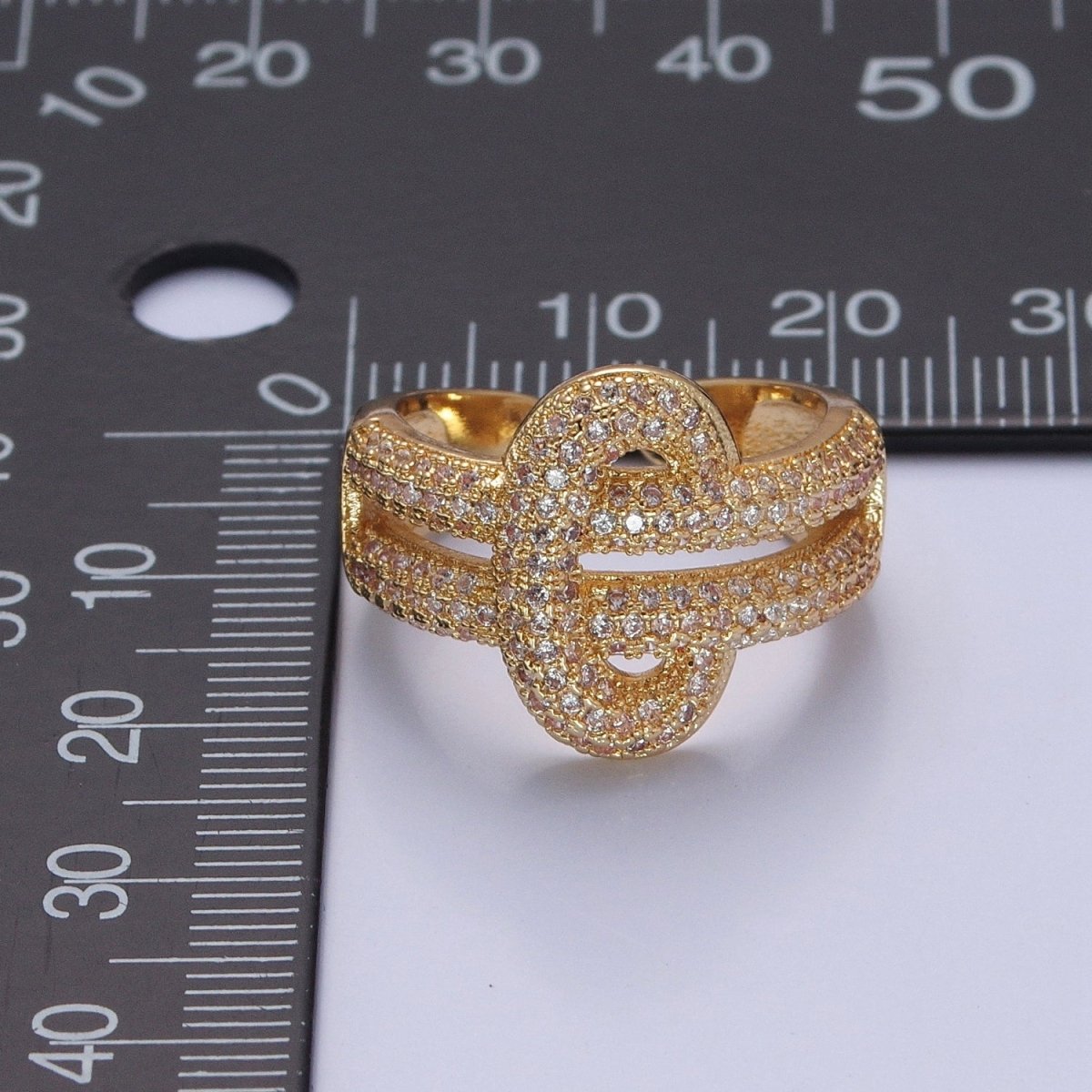 24K Gold Filled Micro Pave CZ Double Band Ring, Cubic Zirconia Ring in Silver & Gold O-2270 O-2271 - DLUXCA