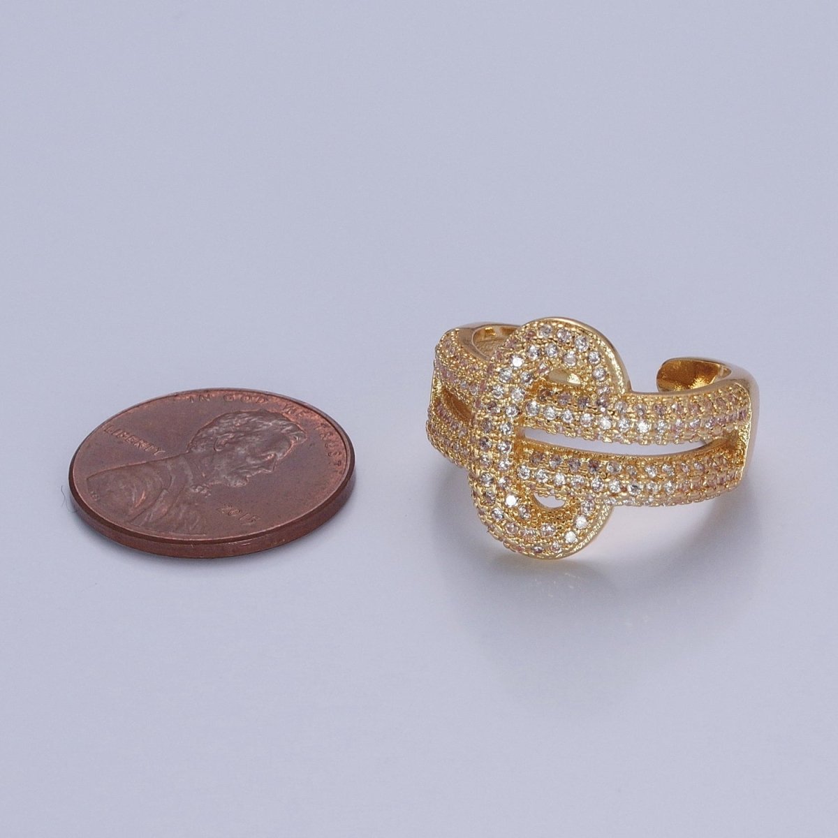 24K Gold Filled Micro Pave CZ Double Band Ring, Cubic Zirconia Ring in Silver & Gold O-2270 O-2271 - DLUXCA