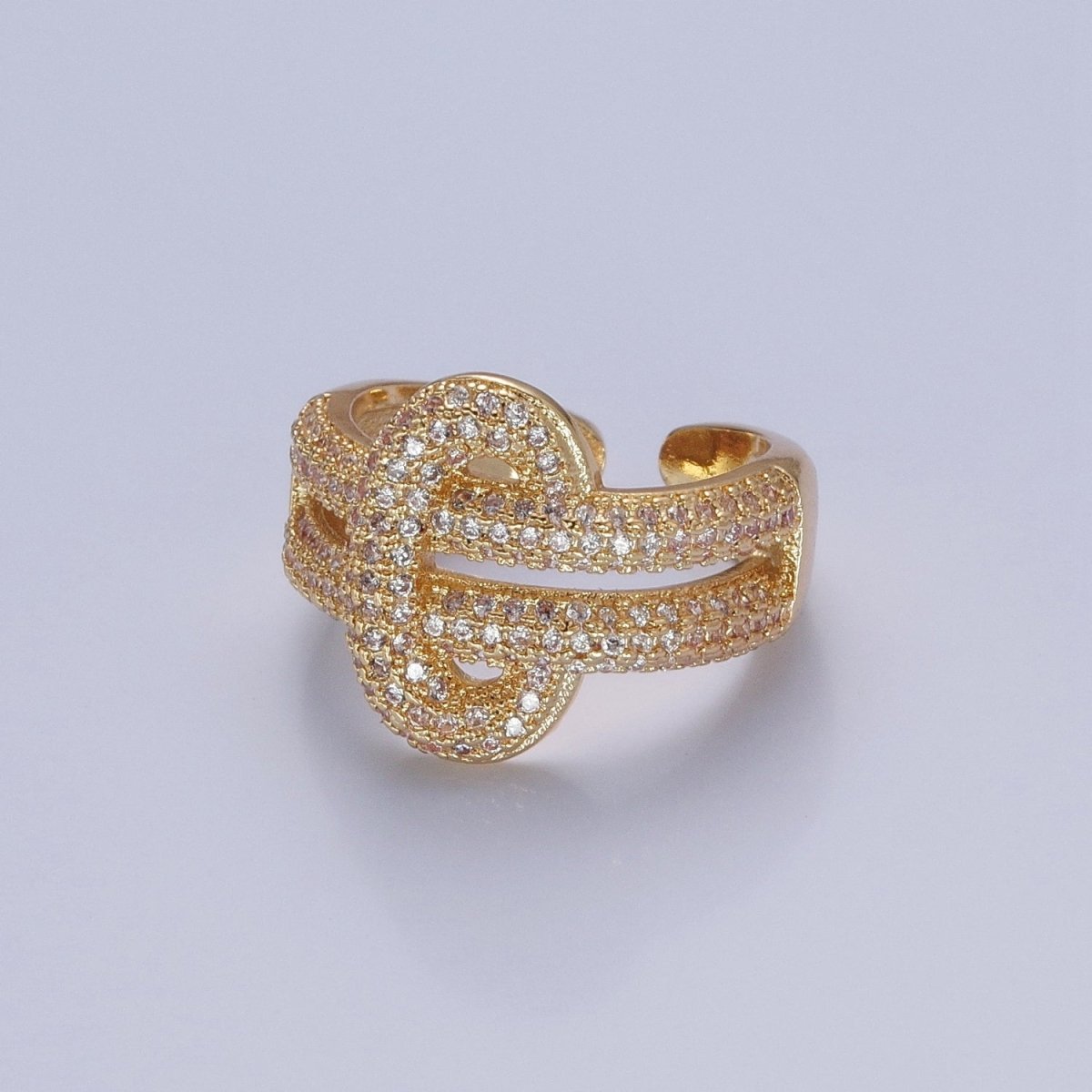 24K Gold Filled Micro Pave CZ Double Band Ring, Cubic Zirconia Ring in Silver & Gold O-2270 O-2271 - DLUXCA