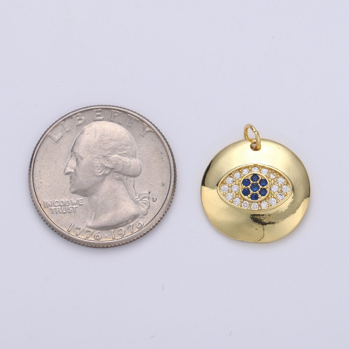 24k Gold Filled Micro Pave CZ Evil Eye Pendant Charm, Blue Eye of Ra Micro Pave CZ Pendant Charm, For Amulet Protection Jewelry D-244 - DLUXCA