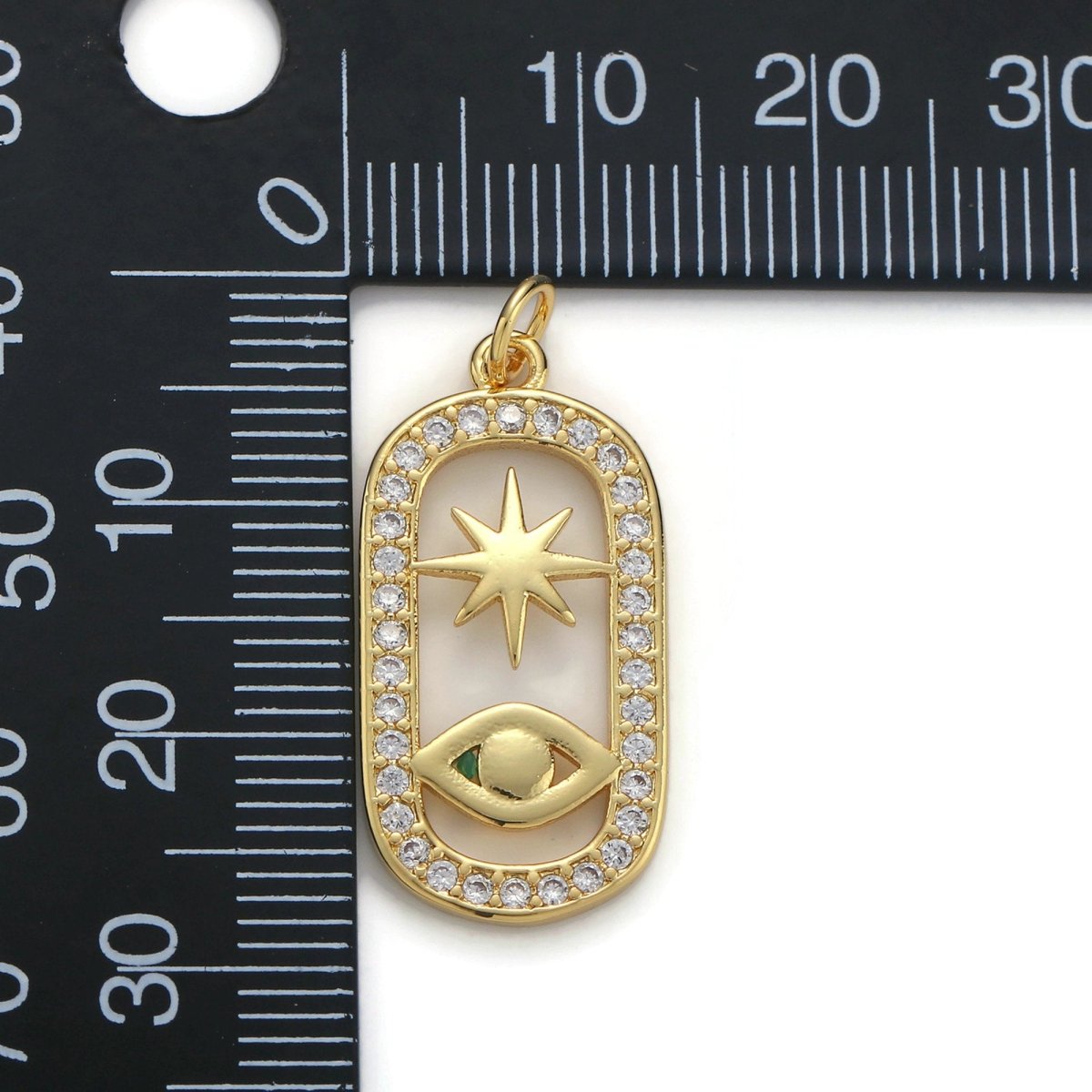 24k Gold Filled Micro Pave CZ Evil Eye Pendant Charm, Evil Eye Star Micro Pave CZ Pendant Charm, For DIY Jewelry D-162 - DLUXCA