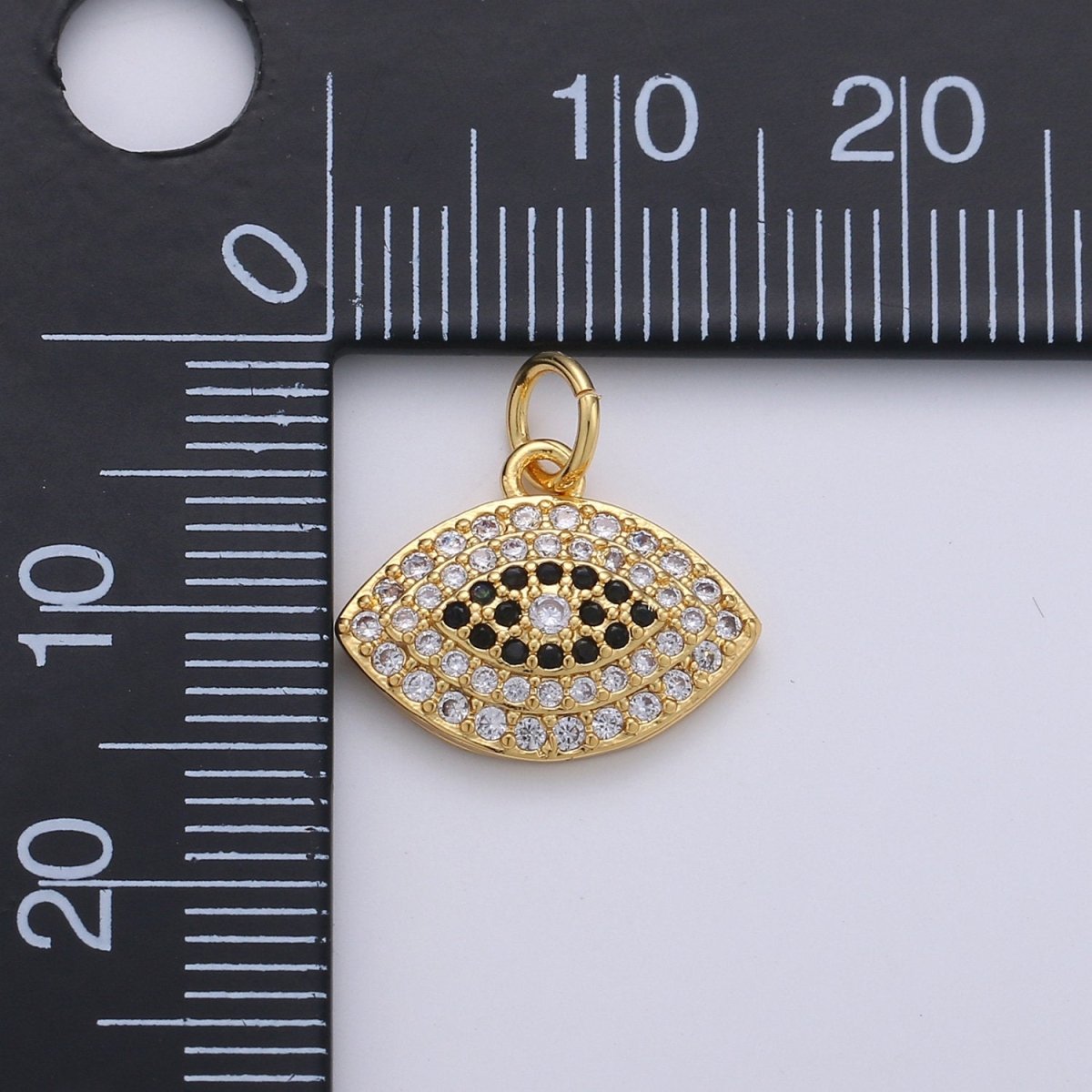 24k Gold Filled Micro Pave CZ Evil Eye Pendant Charm, Greek Eye Micro Pave CZ Pendant Charm, For DIY Jewelry D-245 - DLUXCA