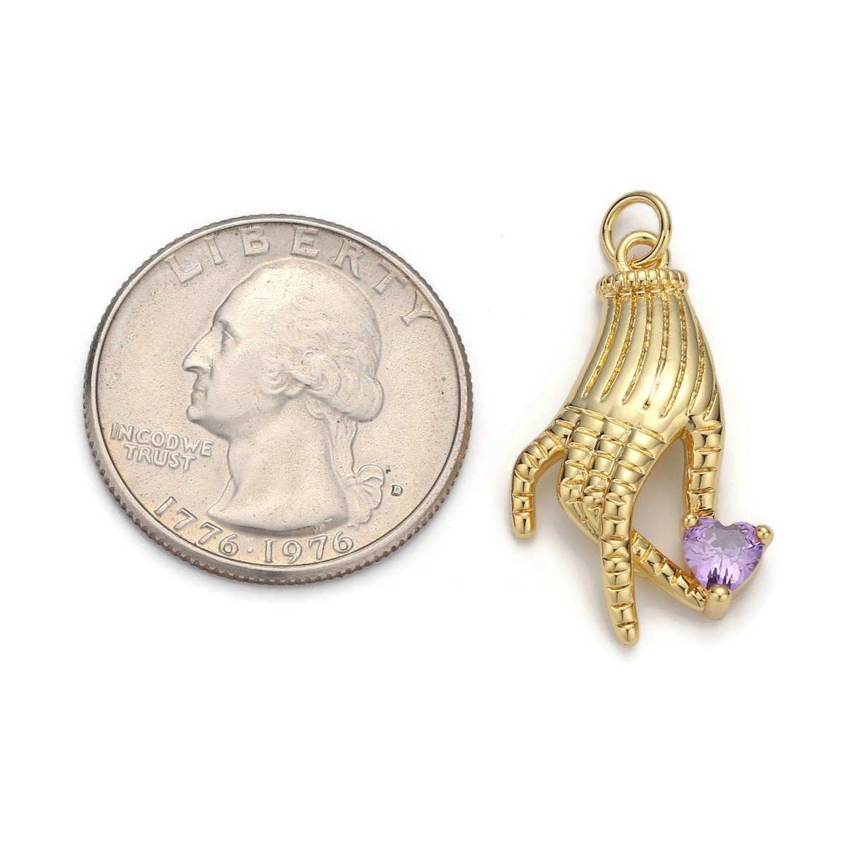 24k Gold Filled Micro Pave CZ Heart Pendant Charm, Heart in Hand Micro Pave CZ Pendant Charm, Gold Filled Pendant, For DIY Jewelry D-039 - DLUXCA