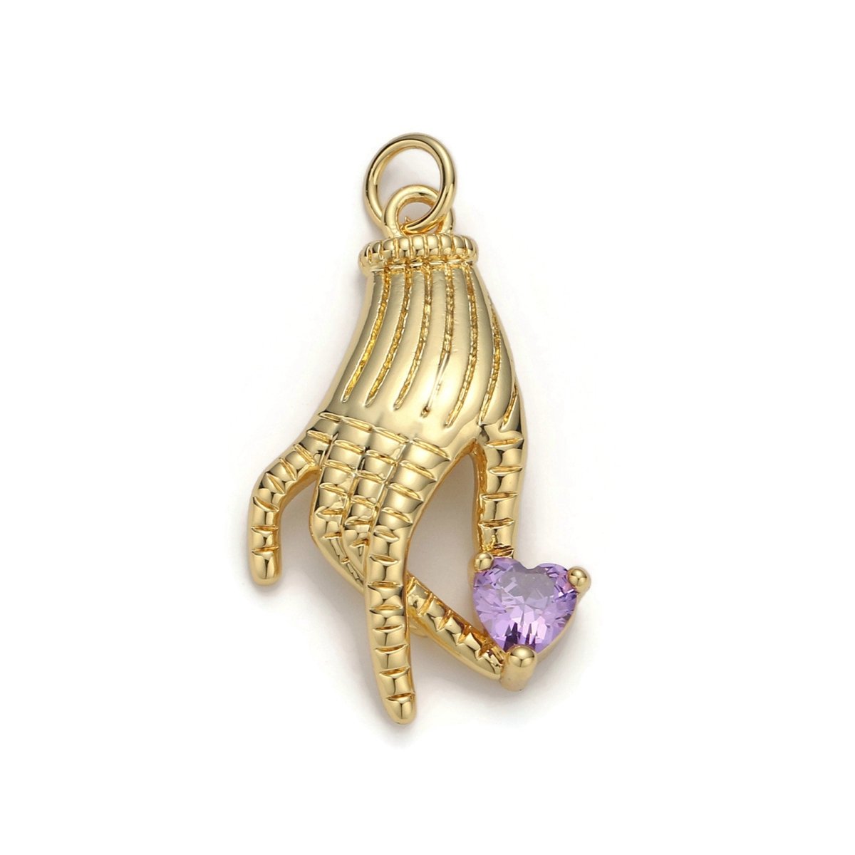 24k Gold Filled Micro Pave CZ Heart Pendant Charm, Heart in Hand Micro Pave CZ Pendant Charm, Gold Filled Pendant, For DIY Jewelry D-039 - DLUXCA