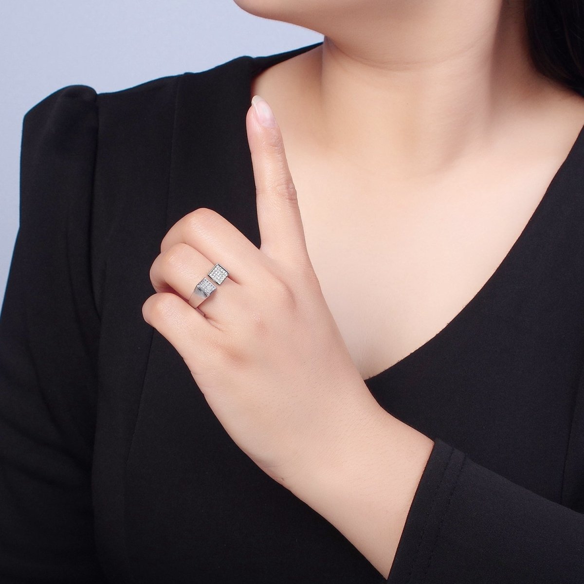 24k Gold Filled Micro Pave CZ Open Ring in Silver & Gold O-2268 O-2269 - DLUXCA