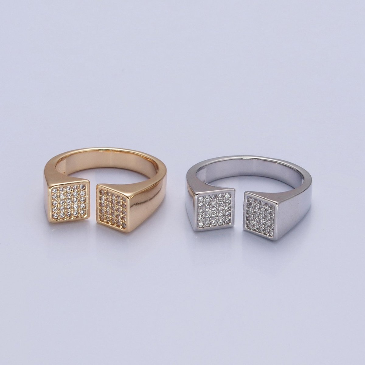 24k Gold Filled Micro Pave CZ Open Ring in Silver & Gold O-2268 O-2269 - DLUXCA