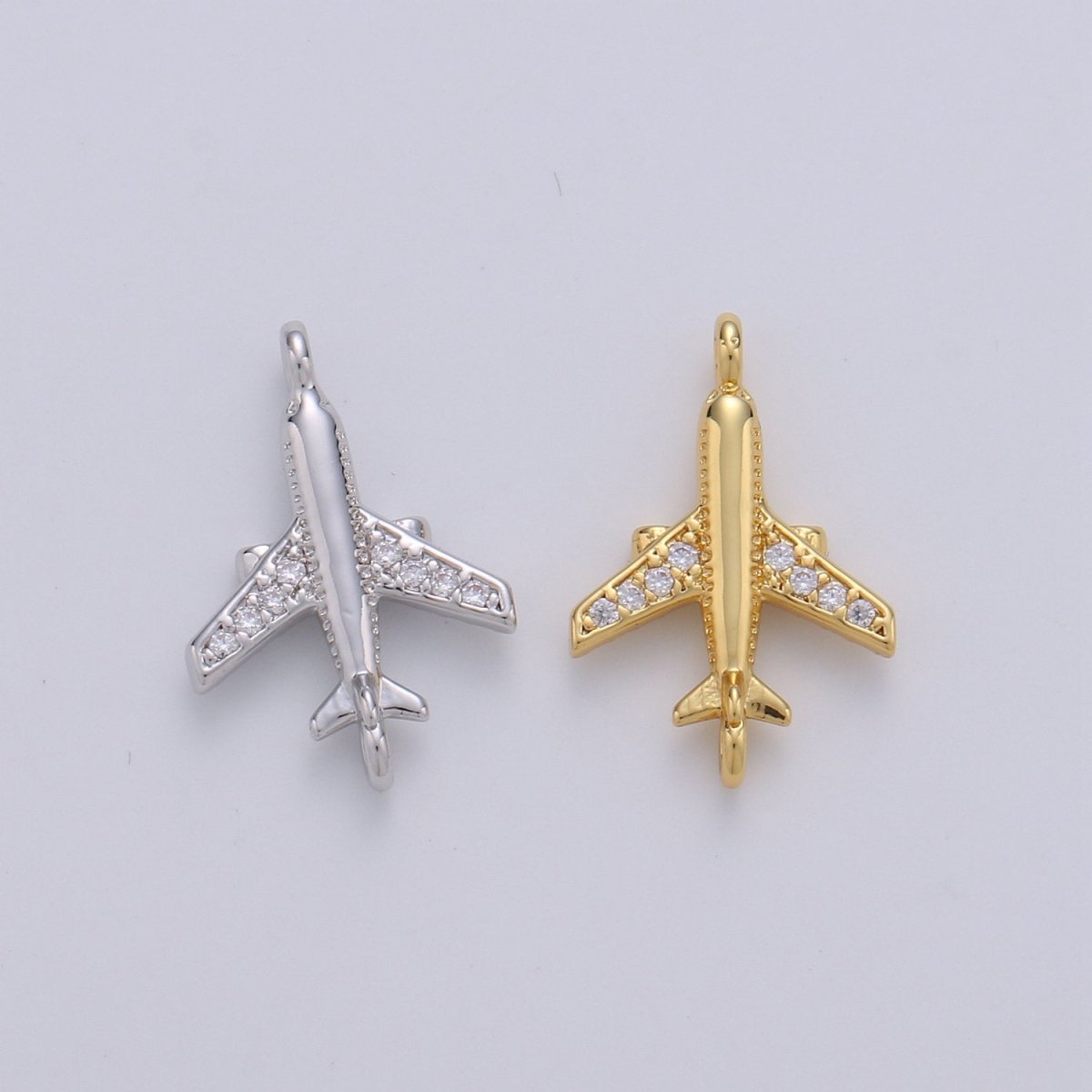 24k Gold Filled Micro Pave CZ Plane Charm Connector Micro Pave CZ Airplane Bracelet Connector For Bracelet Necklace Supply F-383 F-387 - DLUXCA