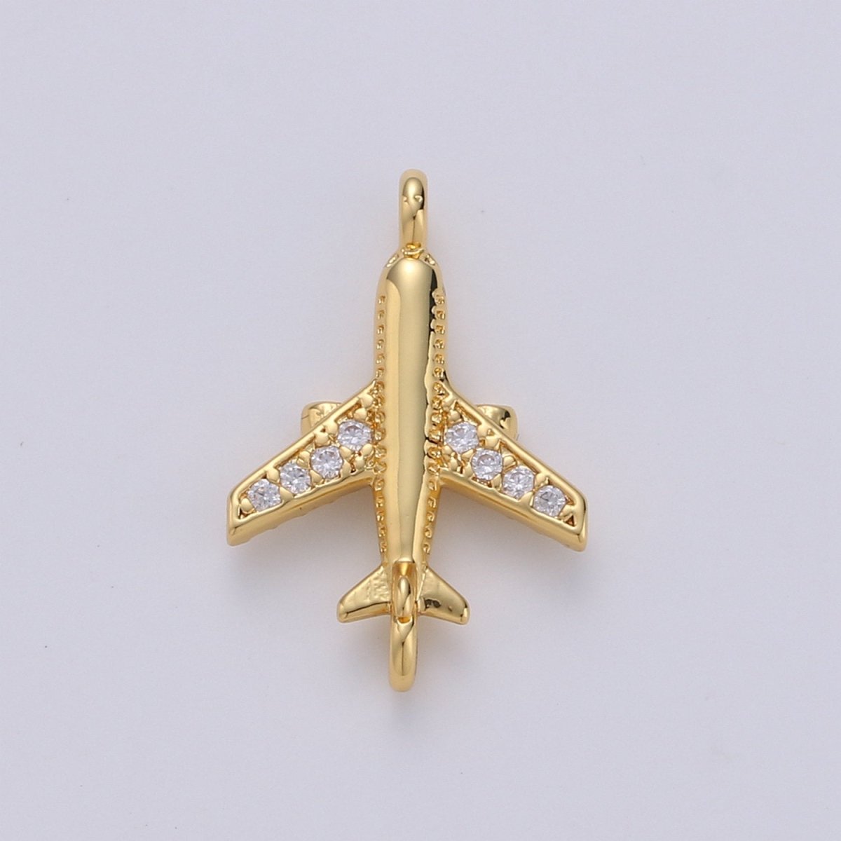 24k Gold Filled Micro Pave CZ Plane Charm Connector Micro Pave CZ Airplane Bracelet Connector For Bracelet Necklace Supply F-383 F-387 - DLUXCA