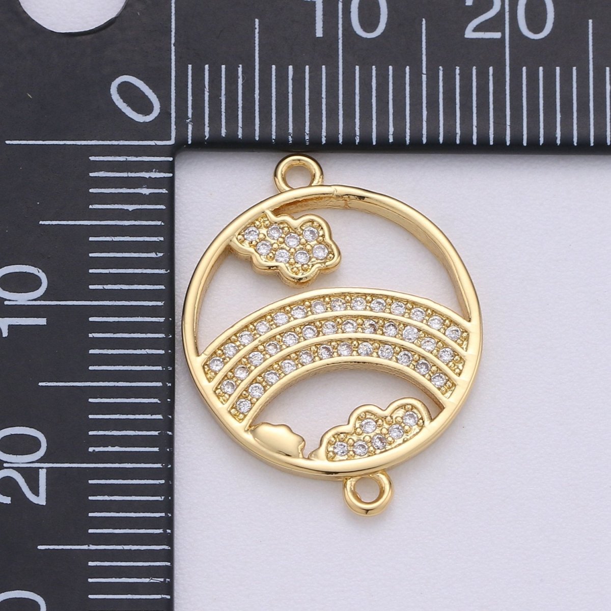 24k Gold Filled Micro Pave CZ Rainbow Charm Connector Micro Pave CZ Rainbow Bracelet Connector For Bracelet Necklace Supply F-457 - DLUXCA