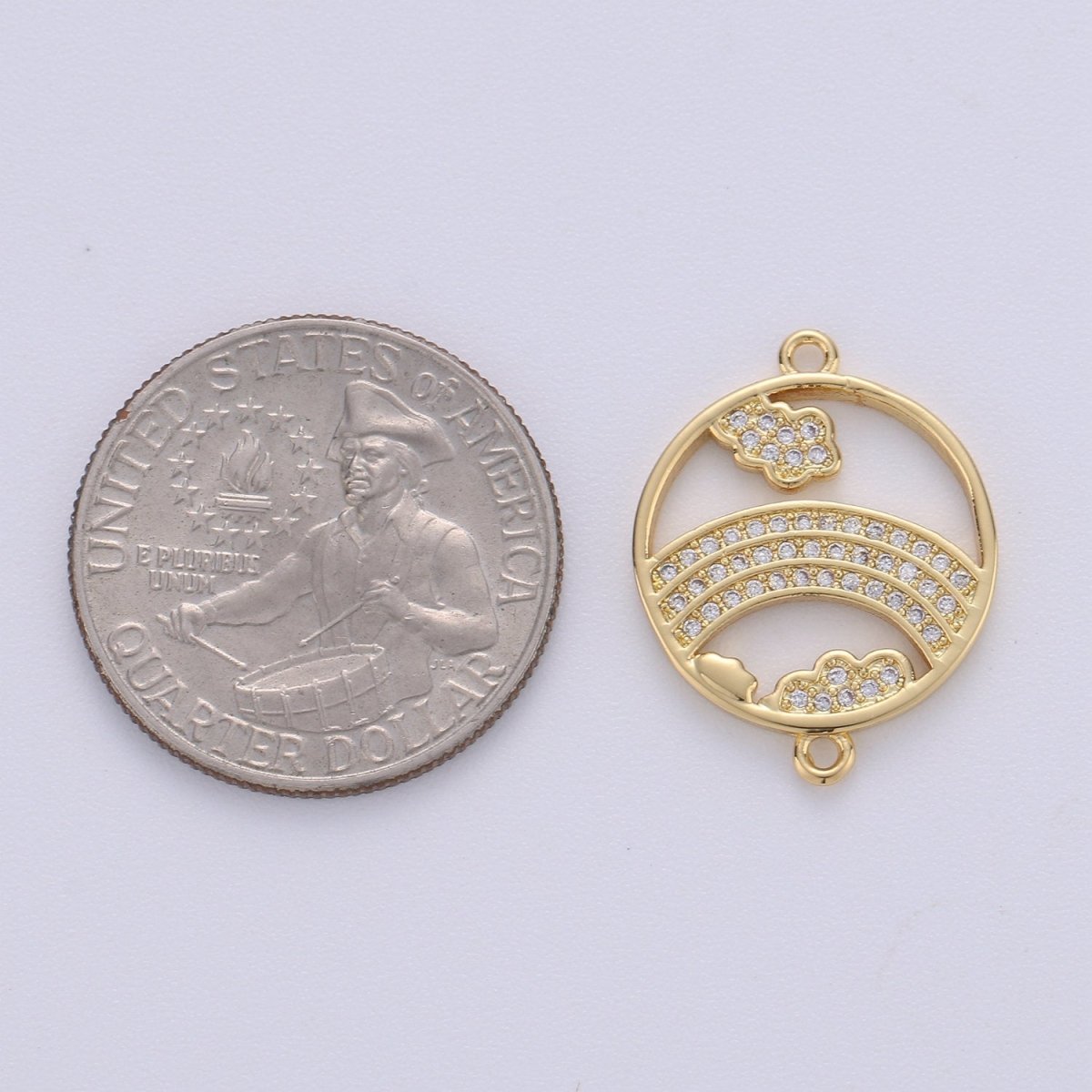 24k Gold Filled Micro Pave CZ Rainbow Charm Connector Micro Pave CZ Rainbow Bracelet Connector For Bracelet Necklace Supply F-457 - DLUXCA