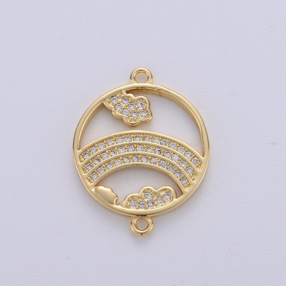 24k Gold Filled Micro Pave CZ Rainbow Charm Connector Micro Pave CZ Rainbow Bracelet Connector For Bracelet Necklace Supply F-457 - DLUXCA