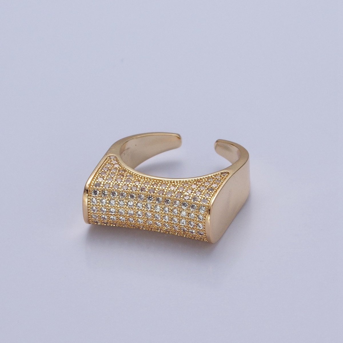 24K Gold Filled Micro Pave CZ Signet Ring in Silver & Gold O-2262 O-2263 - DLUXCA