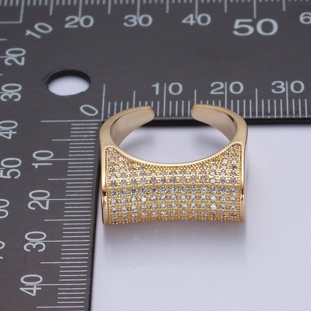 24K Gold Filled Micro Pave CZ Signet Ring in Silver & Gold O-2262 O-2263 - DLUXCA