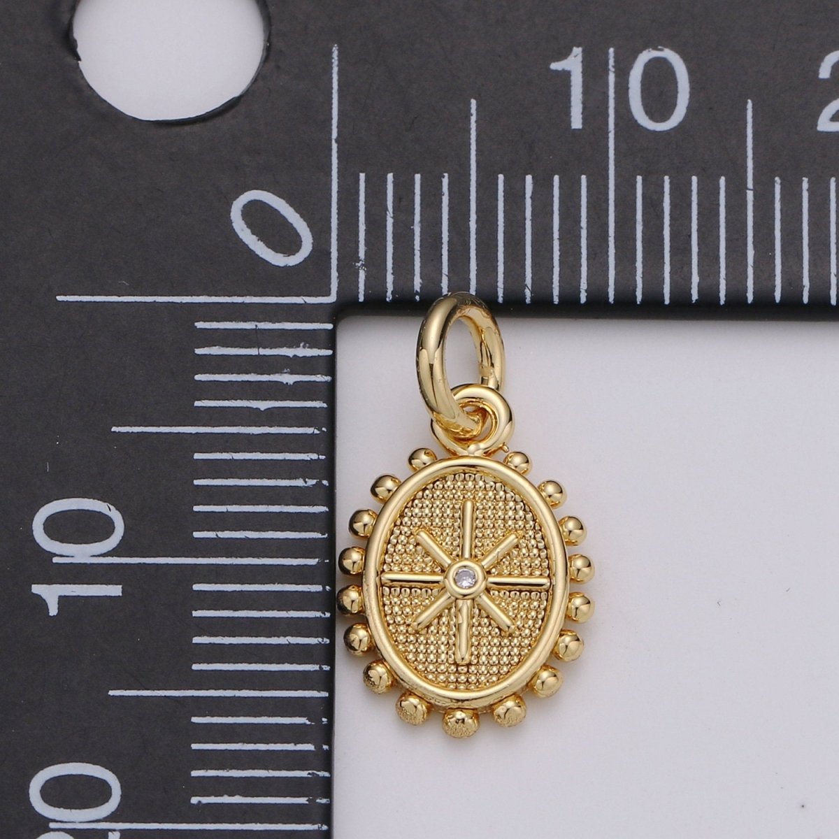24k Gold Filled Micro Pave CZ Star Pendant Charm, Dainty Oval Pendant Charm, Gold Filled Pendant, For DIY Jewelry D-434 - DLUXCA