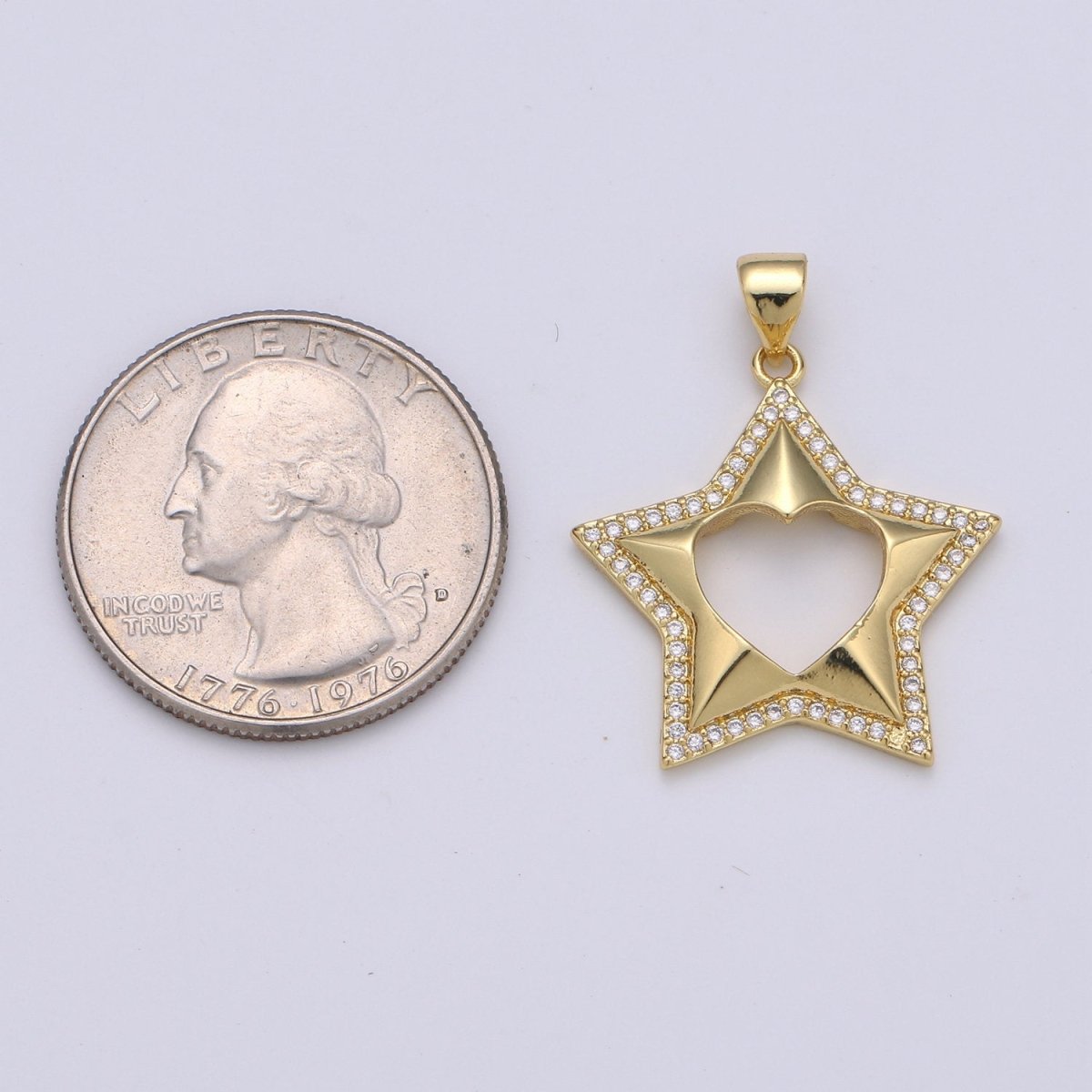 24k Gold Filled Micro Pave CZ Star Pendant Charm, Five Star Pendant Charm, Gold Filled Celestial Pendant, For DIY Jewelry Making I-727 - DLUXCA