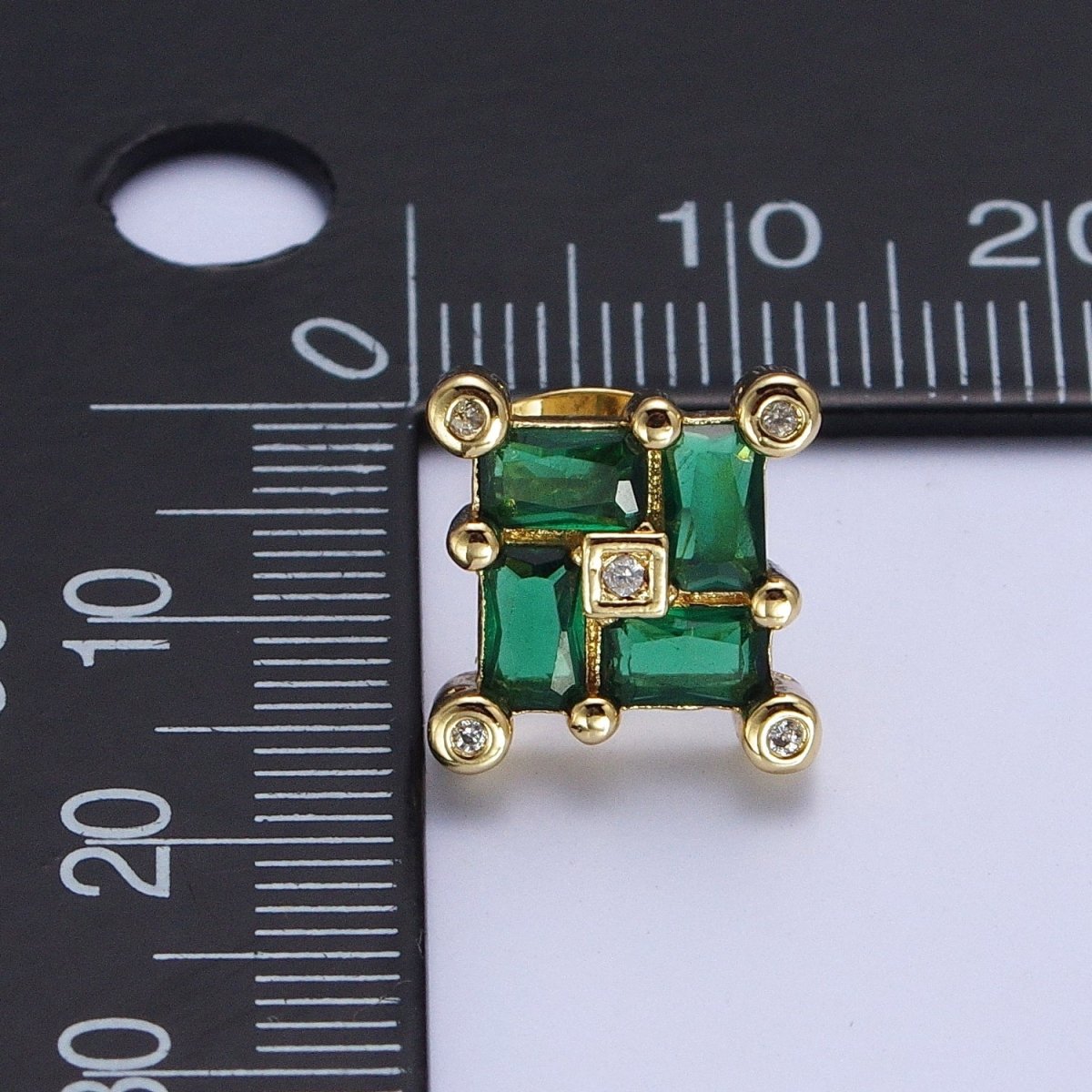 24K Gold Filled Micro Pave CZ Stud Earrings Baguette Colorful Cubic Zirconia Earrings Q-051 Q-053 Q-057 - DLUXCA