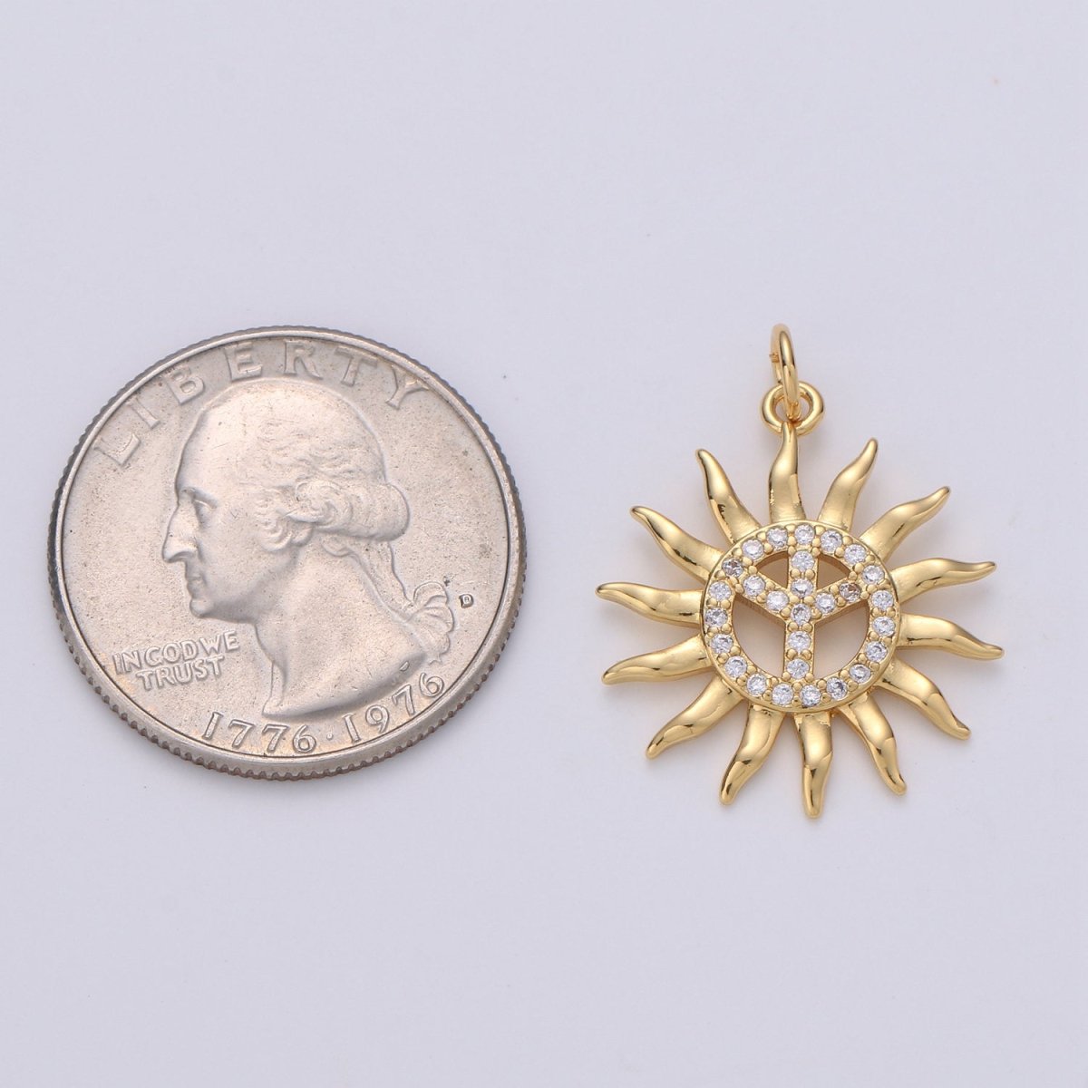 24k Gold Filled Micro Pave CZ Sun Burst Pendant Charm, Cubic Sun Micro Pave CZ Pendant Charm Celesial Jewelry For DIY Boho Jewelry D-611 - DLUXCA