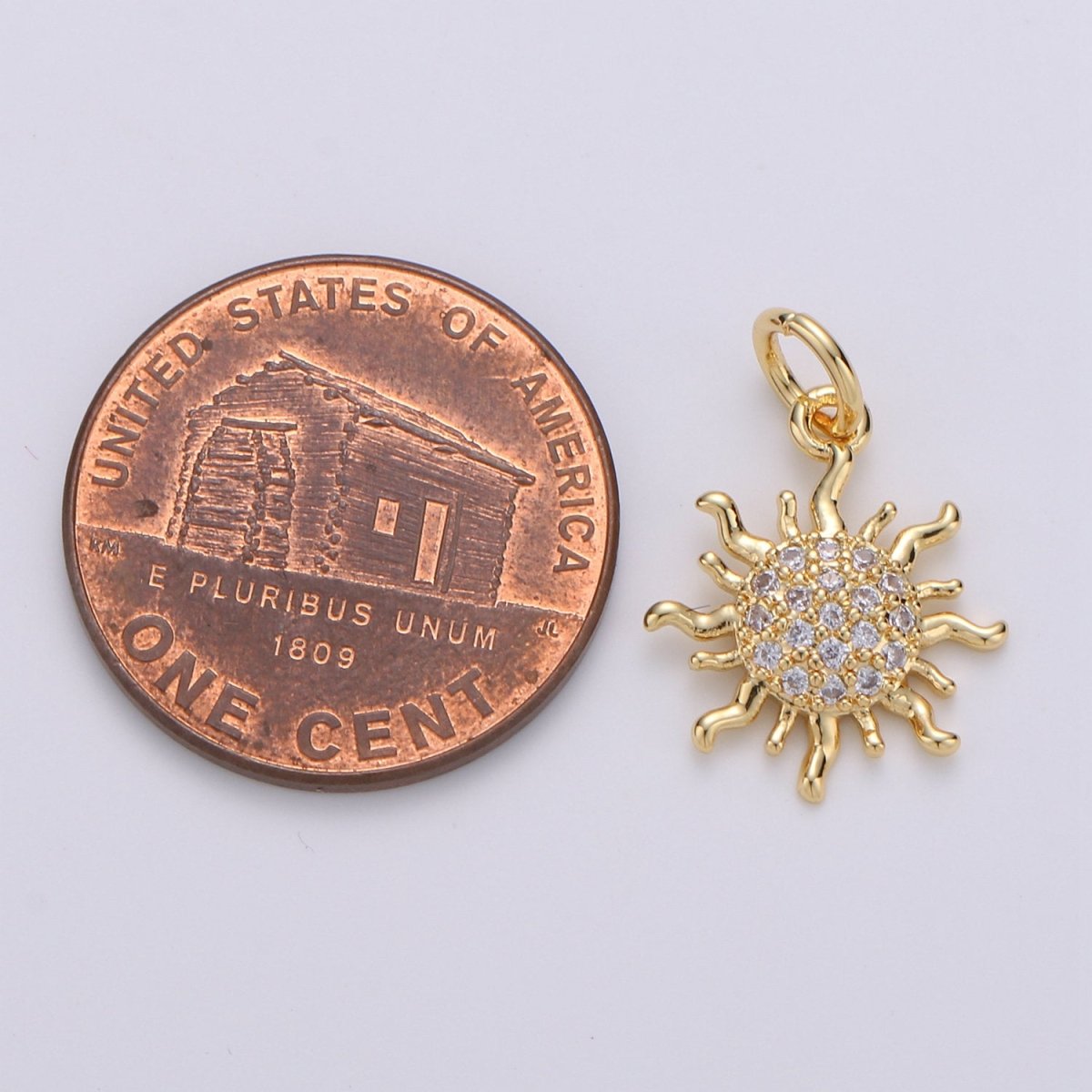 24k Gold Filled Micro Pave CZ Sun Burst Pendant Charm, Cubic Sun Micro Pave CZ Pendant Charm, Gold Filled Pendant, For DIY Boho Jewelry D-359 - DLUXCA
