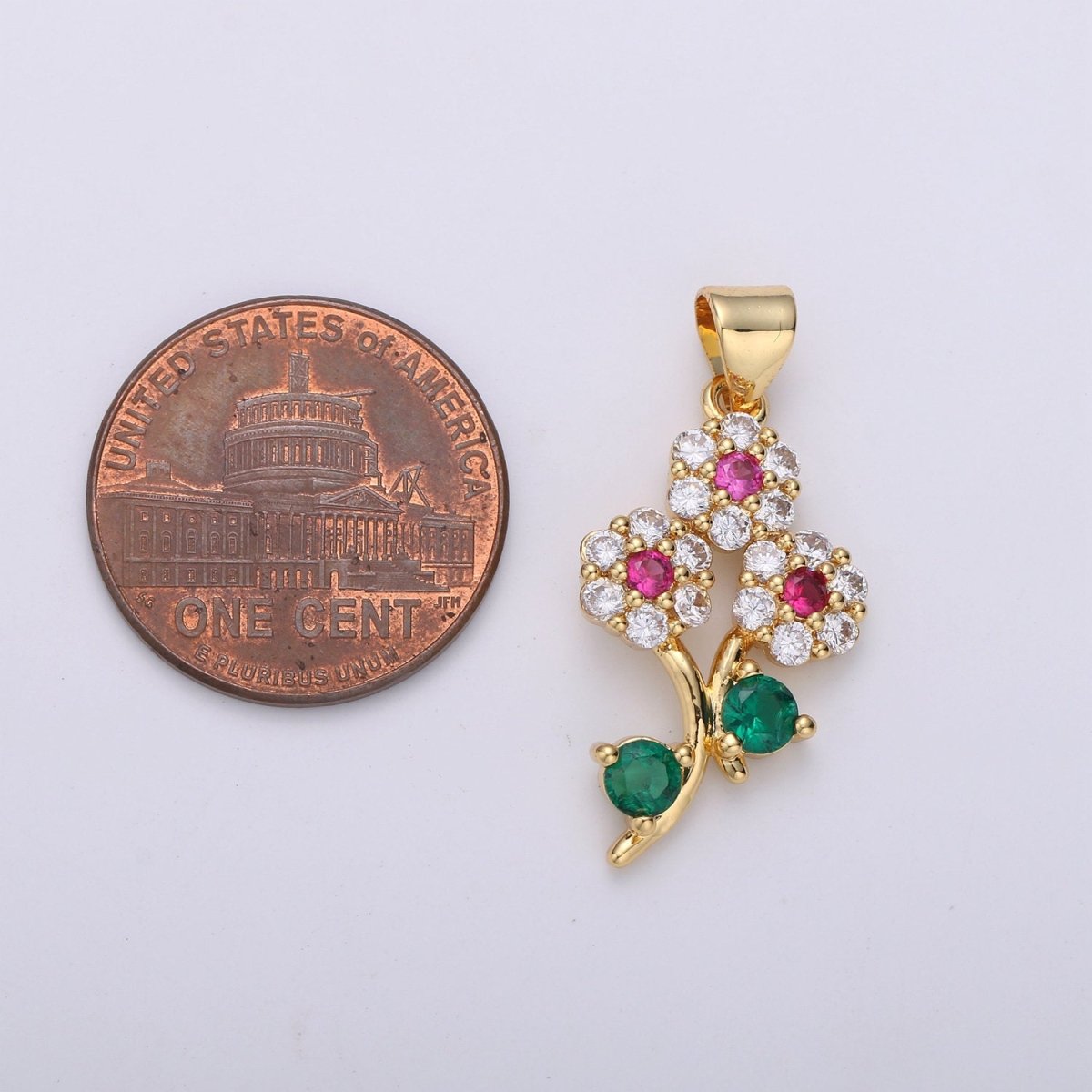 24K Gold Filled Micro Pave Flower Charm, Silver Small Cubic Flower Charm Multi Color Pendant for necklace earring bracelet Component I-601 I-602 - DLUXCA
