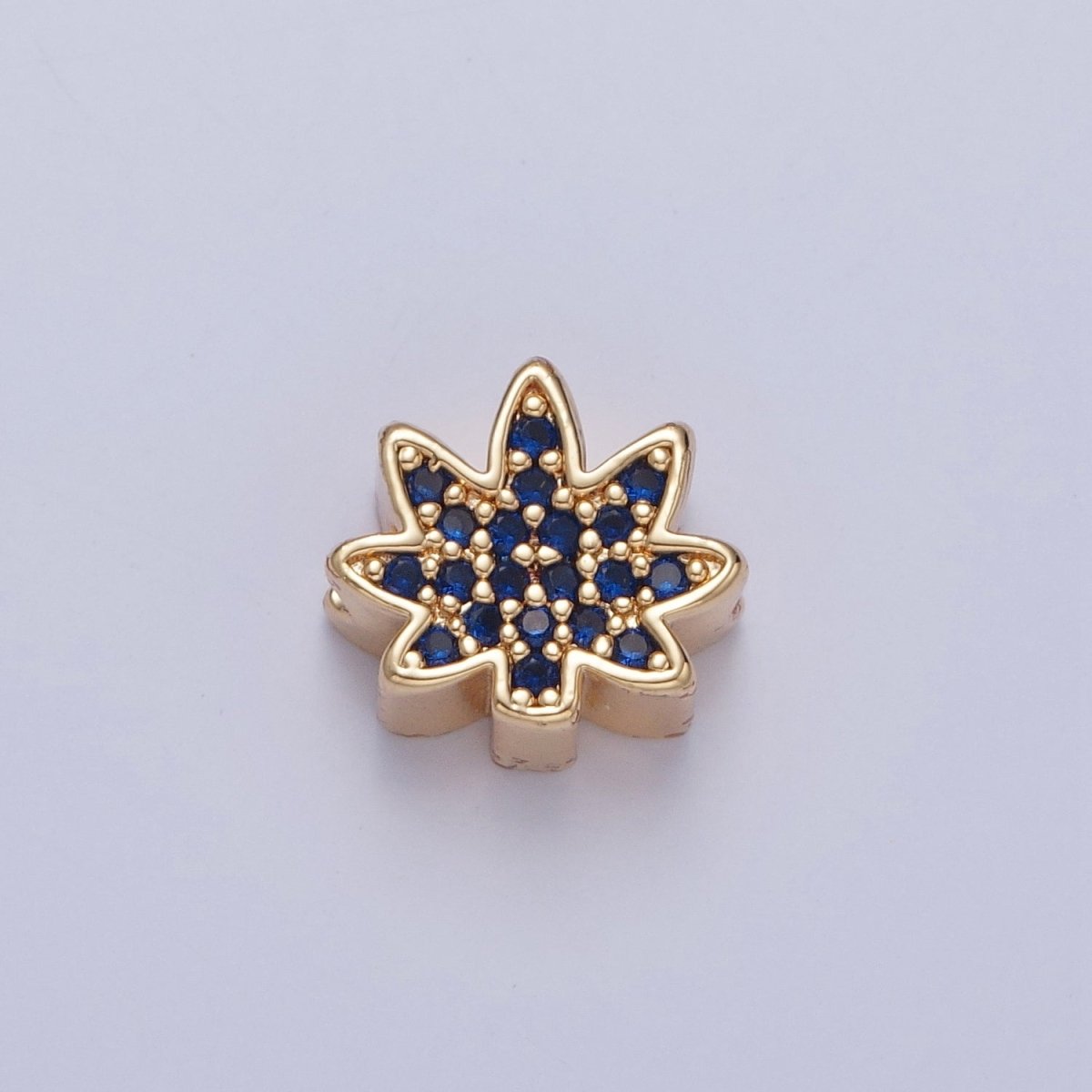 24K Gold Filled Micro Pave Forest Leaf Bead, Multicolor CZ Cubic Zirconia Mother Nature Plant Leaves W-892-W-897 - DLUXCA