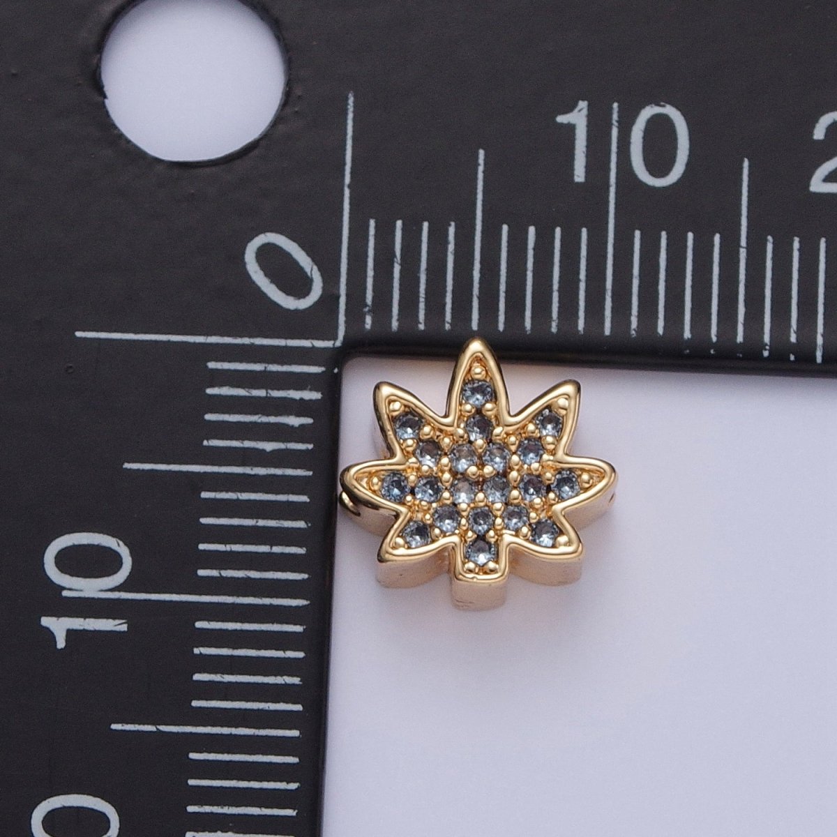 24K Gold Filled Micro Pave Forest Leaf Bead, Multicolor CZ Cubic Zirconia Mother Nature Plant Leaves W-892-W-897 - DLUXCA