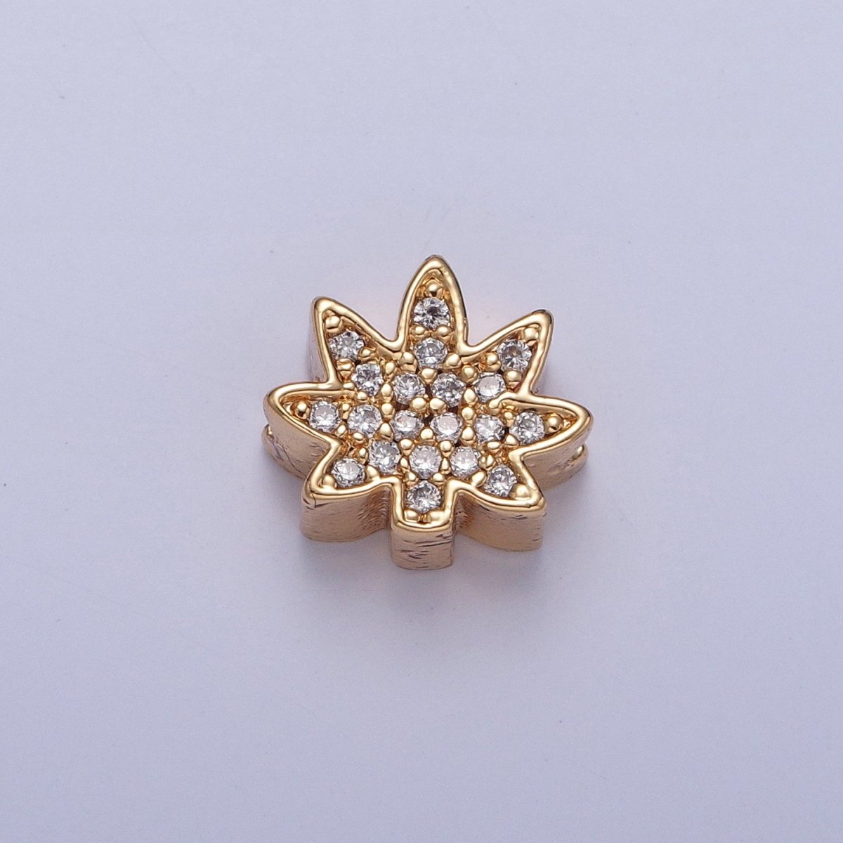 24K Gold Filled Micro Pave Forest Leaf Bead, Multicolor CZ Cubic Zirconia Mother Nature Plant Leaves W-892-W-897 - DLUXCA