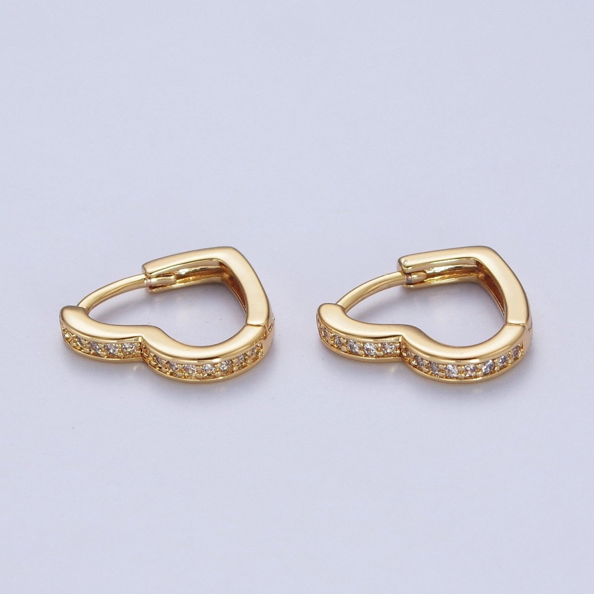 24K Gold Filled Micro Pave Heart Love Huggie Hoop Earrings Jewelry Gift For Valentine | T-027 T-028 X-840 - DLUXCA