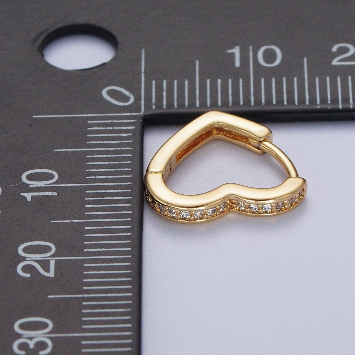 24K Gold Filled Micro Pave Heart Love Huggie Hoop Earrings Jewelry Gift For Valentine | T-027 T-028 X-840 - DLUXCA