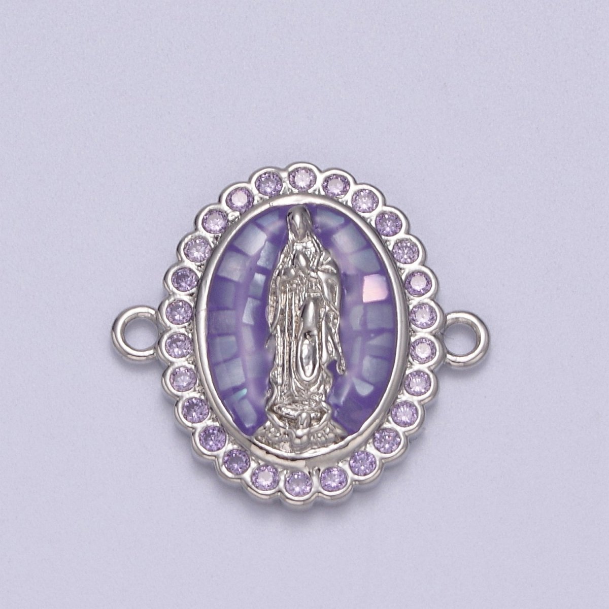 24k Gold Filled Micro Pave Lady Guadalupe Charm Connector, CZ Pave Virgin Mary Charm For Necklace, Bracelet Jewelry Making N-147 - N-156 - DLUXCA