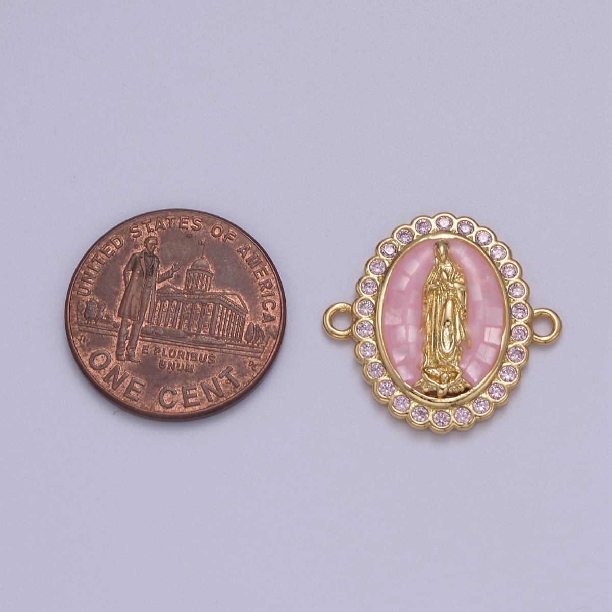 24k Gold Filled Micro Pave Lady Guadalupe Charm Connector, CZ Pave Virgin Mary Charm For Necklace, Bracelet Jewelry Making N-147 - N-156 - DLUXCA