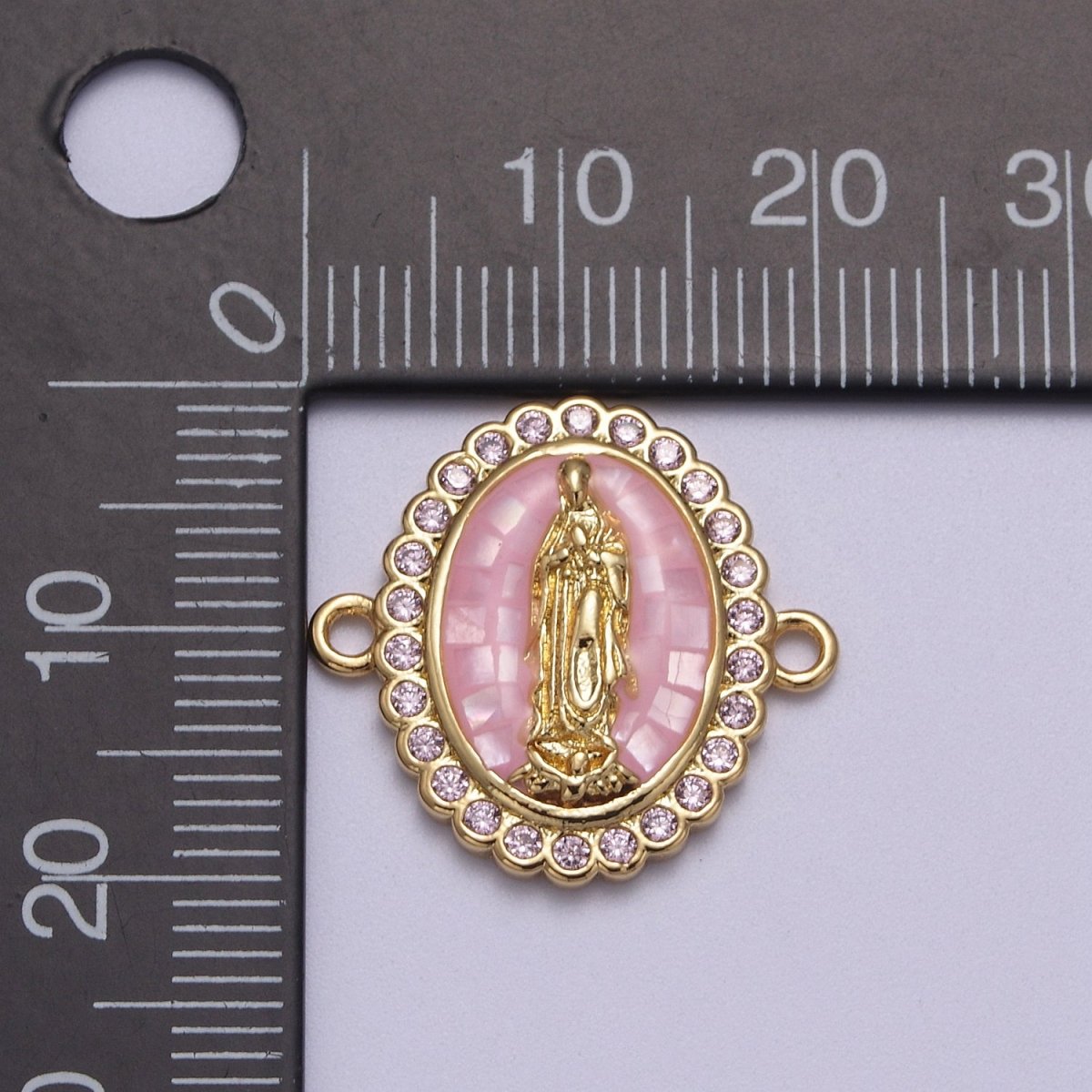 24k Gold Filled Micro Pave Lady Guadalupe Charm Connector, CZ Pave Virgin Mary Charm For Necklace, Bracelet Jewelry Making N-147 - N-156 - DLUXCA