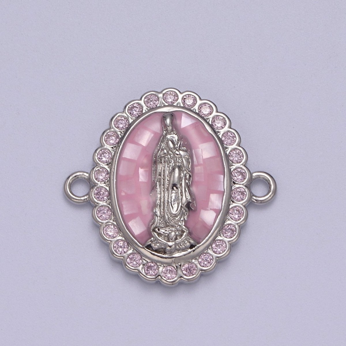 24k Gold Filled Micro Pave Lady Guadalupe Charm Connector, CZ Pave Virgin Mary Charm For Necklace, Bracelet Jewelry Making N-147 - N-156 - DLUXCA