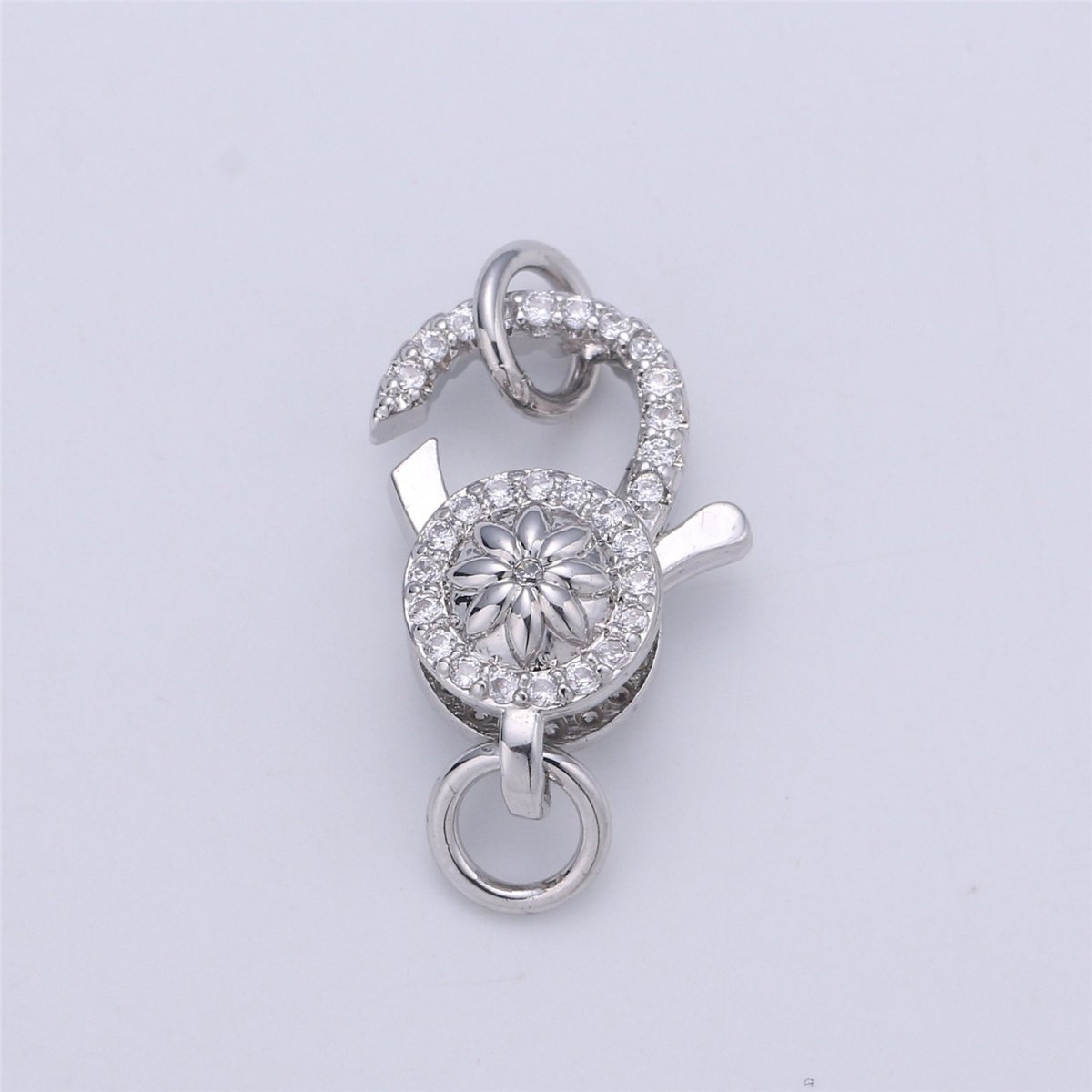 24k Gold Filled Micro Pave Lobster Clasp with Star Flower size 24mm K-351 - DLUXCA